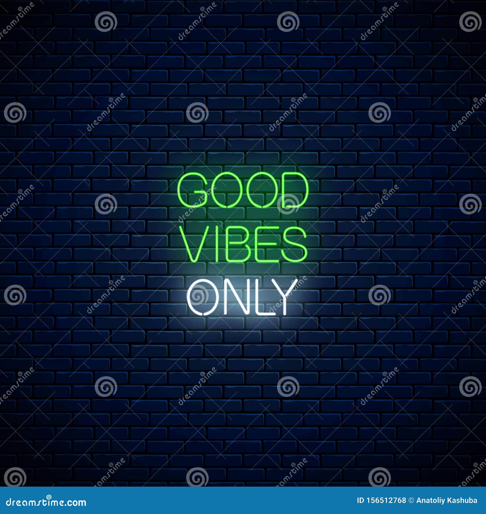 Good Vibes only - Glowing Neon Inscription Phrase. Motivation
