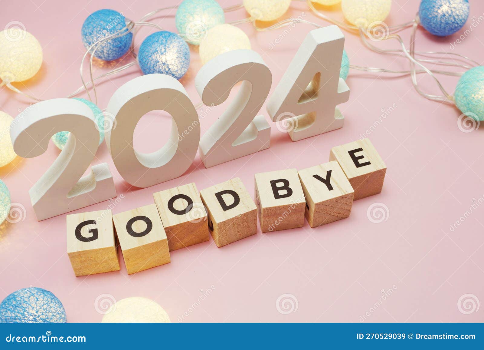 Goodbye 2024 Alphabet Letters with Space Copy on Pink Background Stock