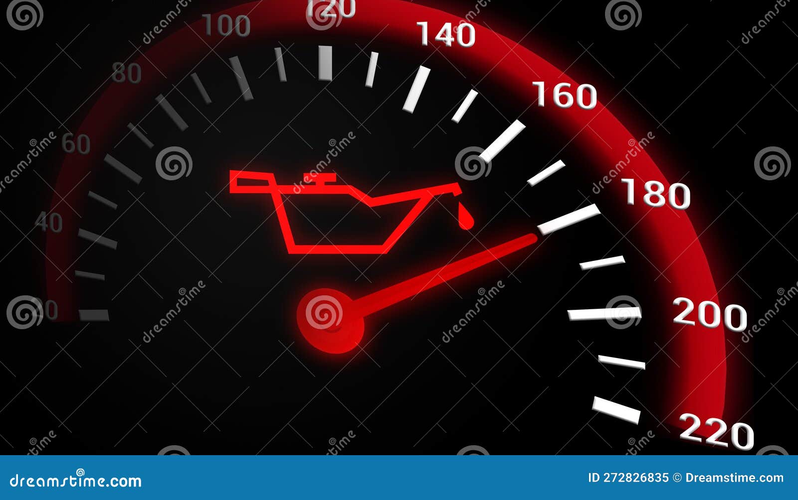 Engine Oil Pressure Light on Car Dashboard. 3D Rendered Illustration. Stock Illustration