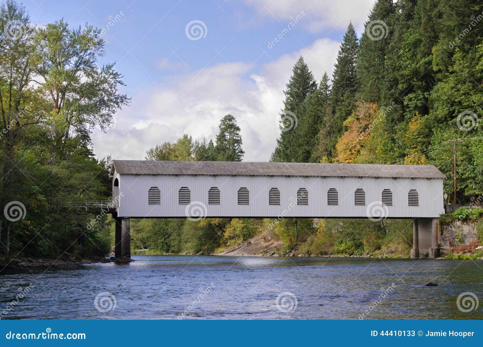 Goodpasture Covered Bridge from the River Stock Image Image of oregon