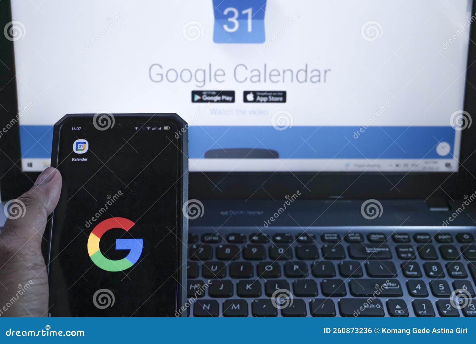 Google Calendar on Laptop and a Smartphone Editorial Photo Image of