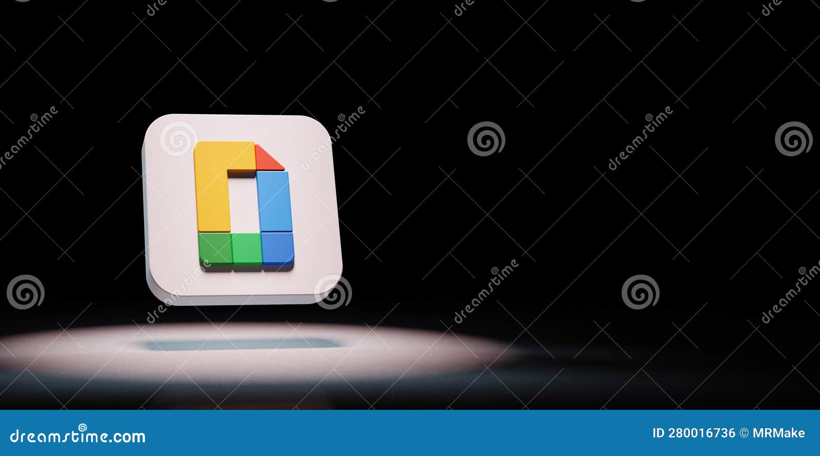 Google docs editors app icon spotlighted on black background editorial