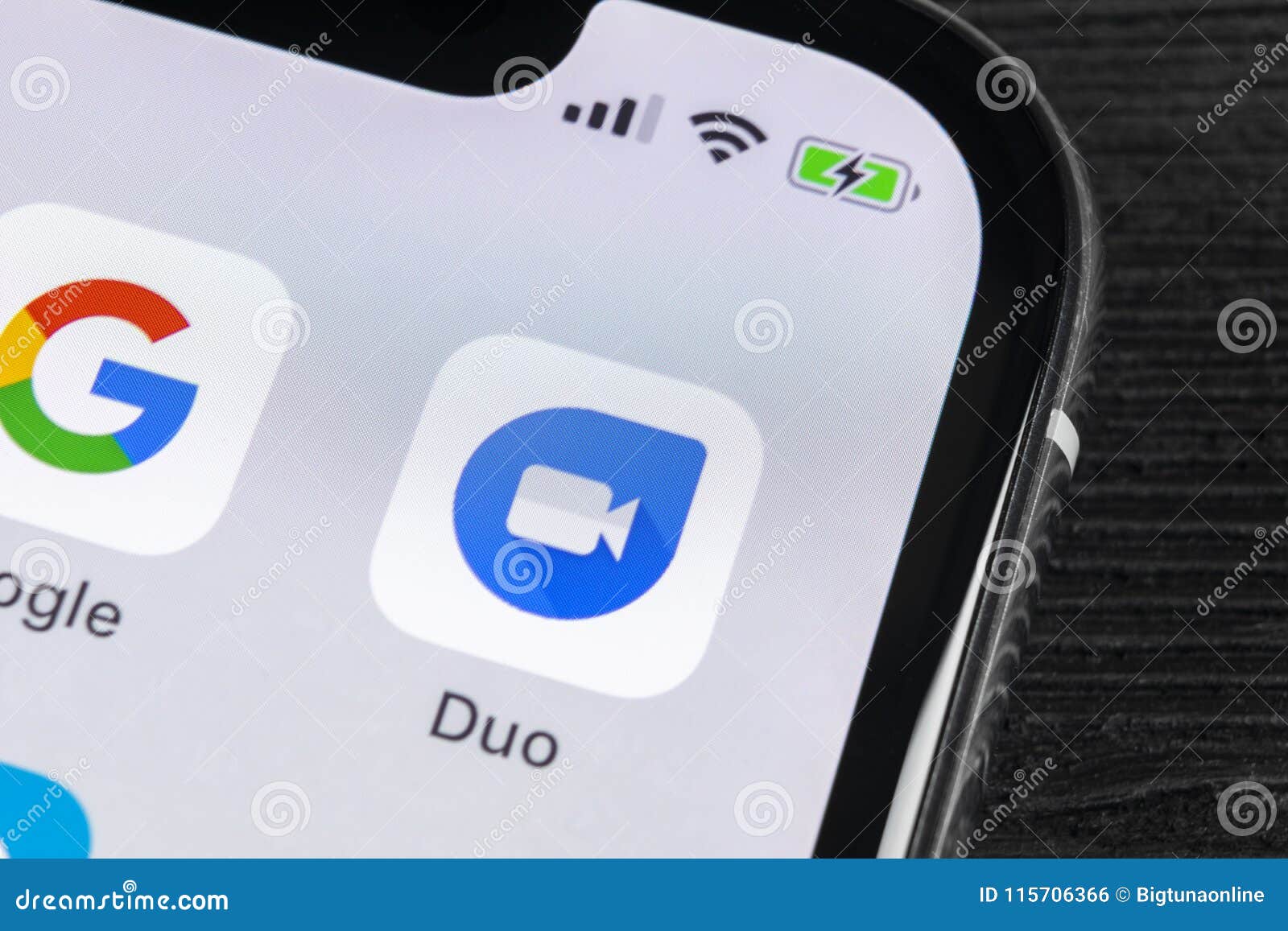 https www dreamstime com google duo application icon apple iphone smartphone screen close up google duo app icon social network social media icon image115706366