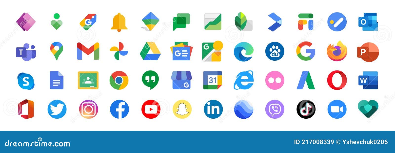 Google LLC. Official Logotypes of Google Apps. Youtube Apps. Social Media. Microsoft  Office 365. Internet Browsers Editorial Stock Image - Illustration of  logotype, communication: 217008339