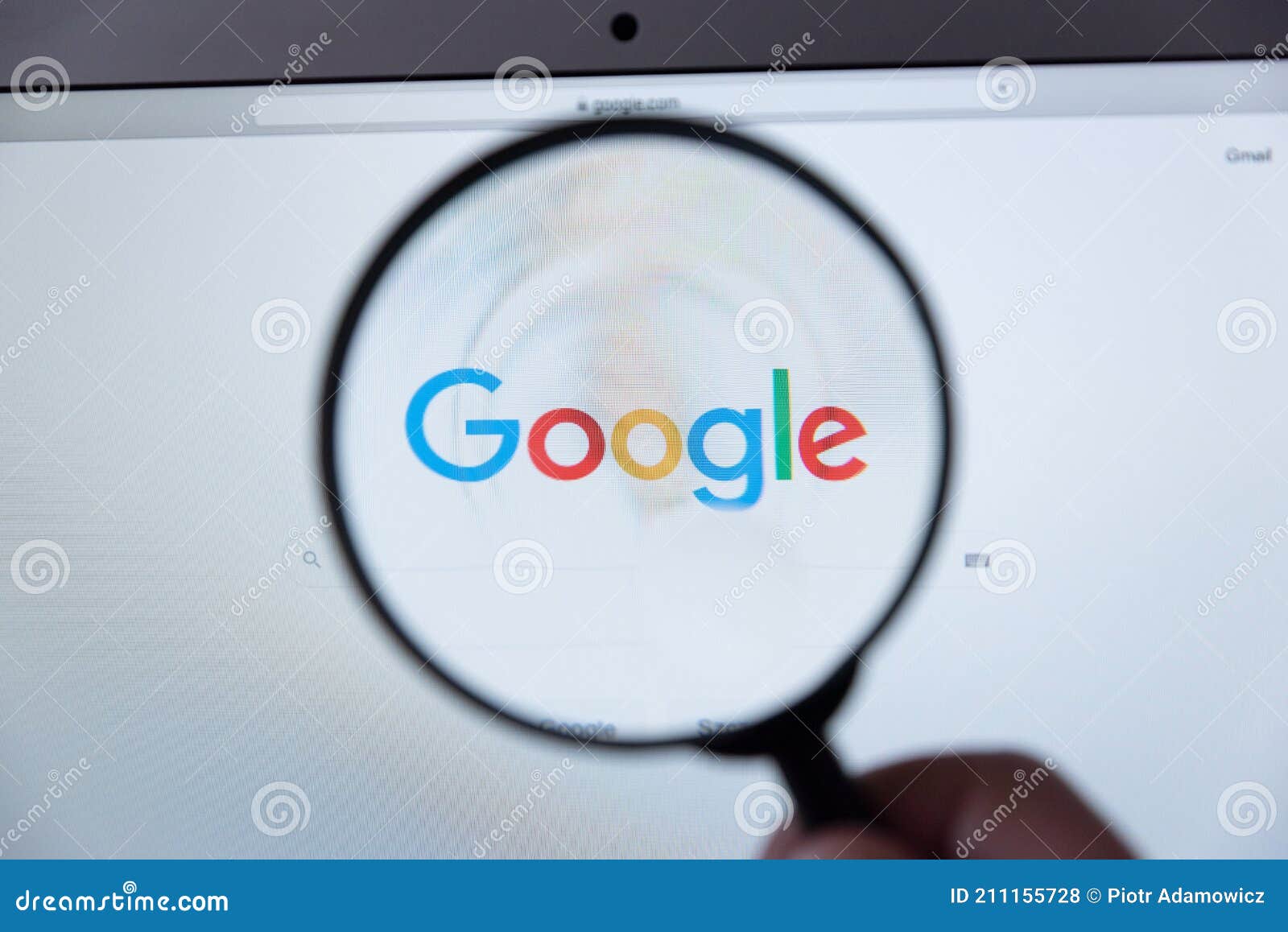 Google Logo through a Magnifying Glass Editorial Stock Photo Image of
