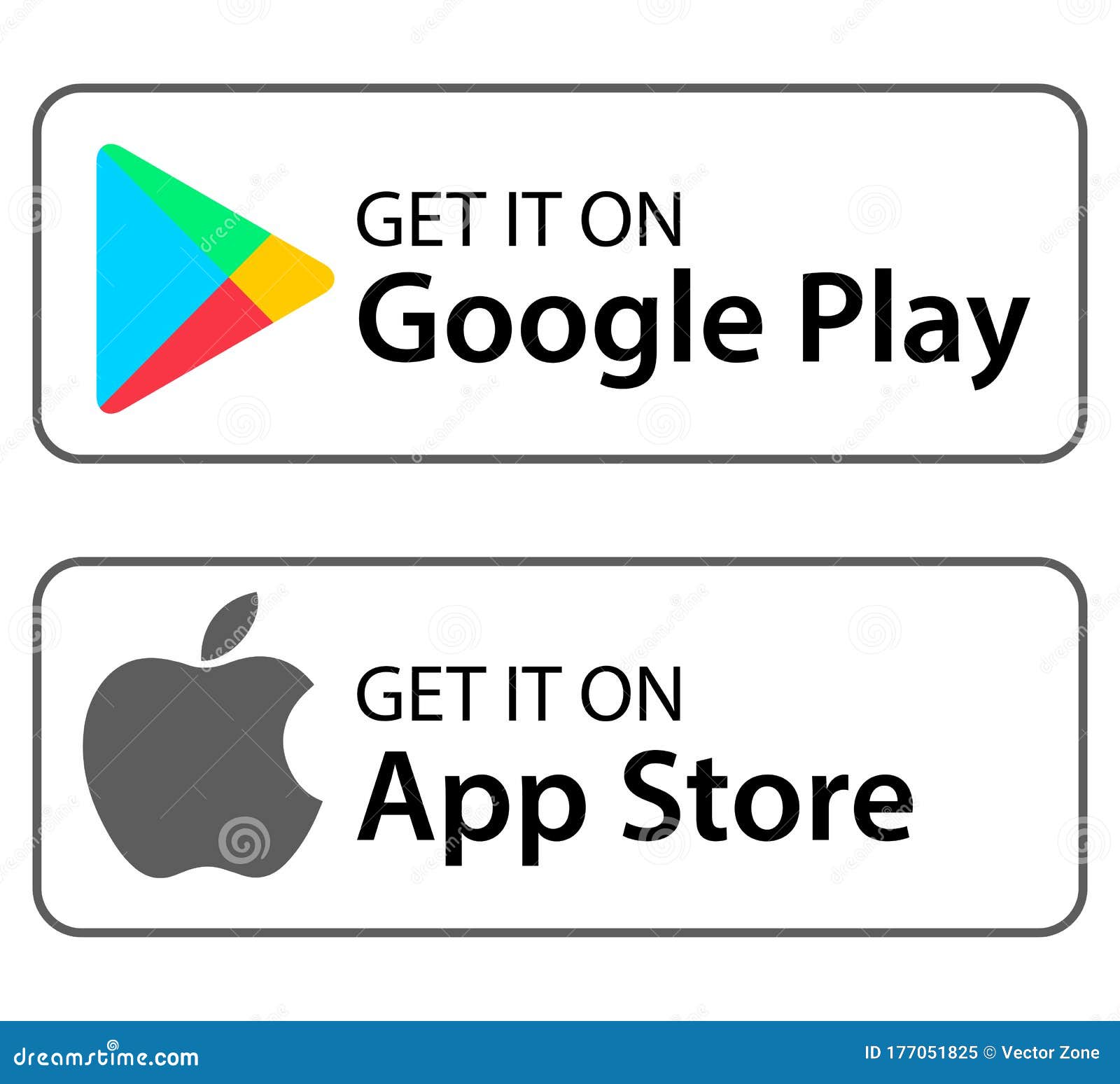 Vetor de App store buttons set. Google Play Store logo.