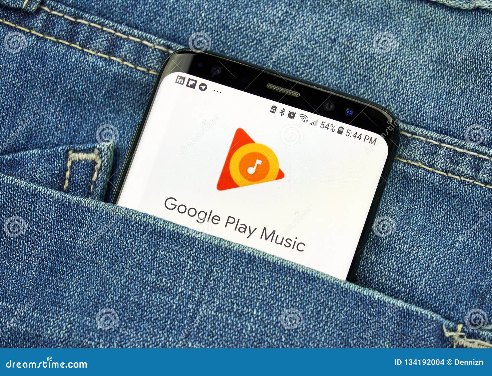 Google Play Music on a Phone Screen in a Pocket Editorial Stock Image - Image of samsung
