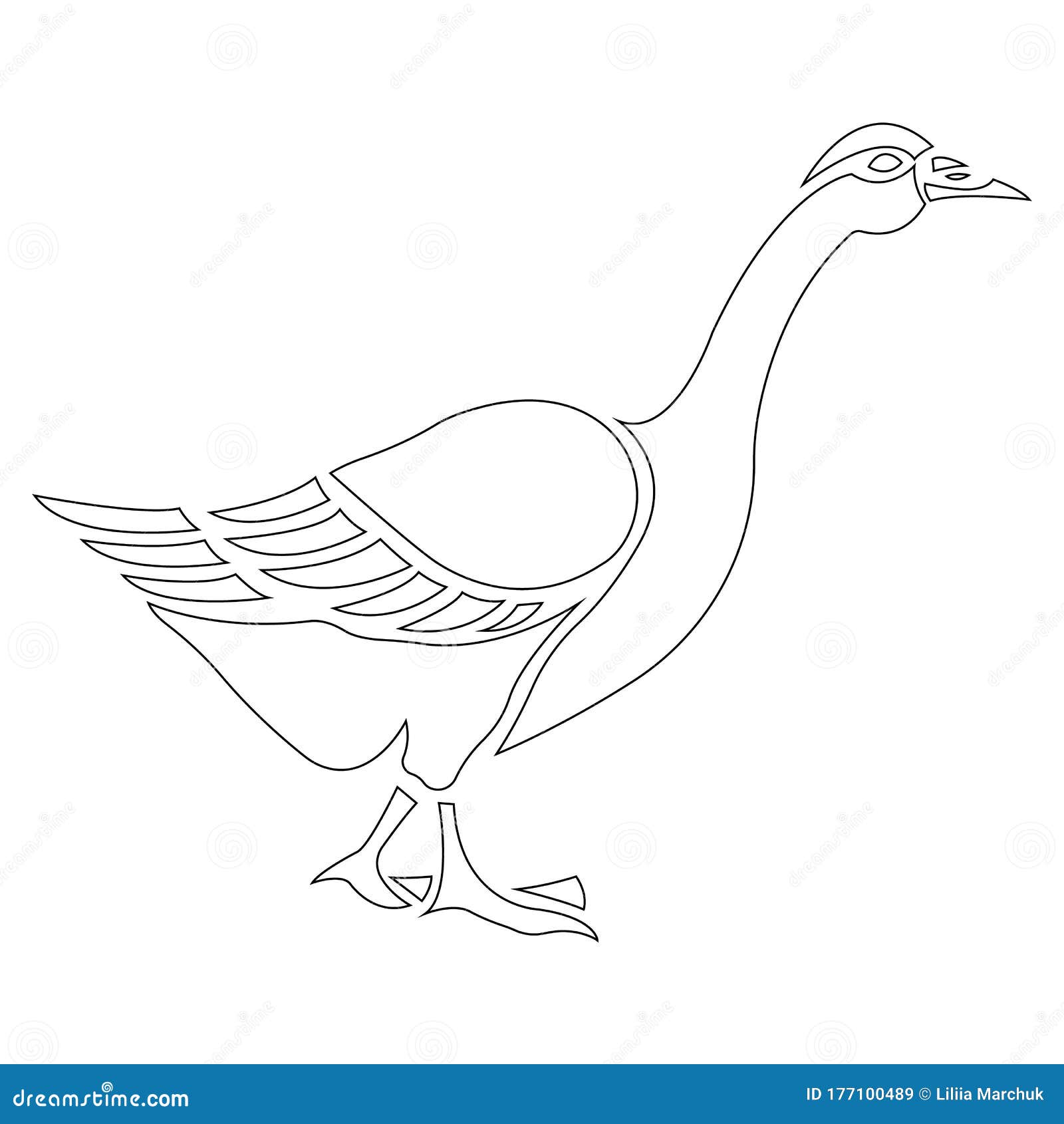 Download Goose Anti Stress Coloring Suitable For Coloring Book Tattoo Animal Logo Fashion Design Logo Sticker Album Paper Banner Stock Illustration Illustration Of Line Isolated 177100489