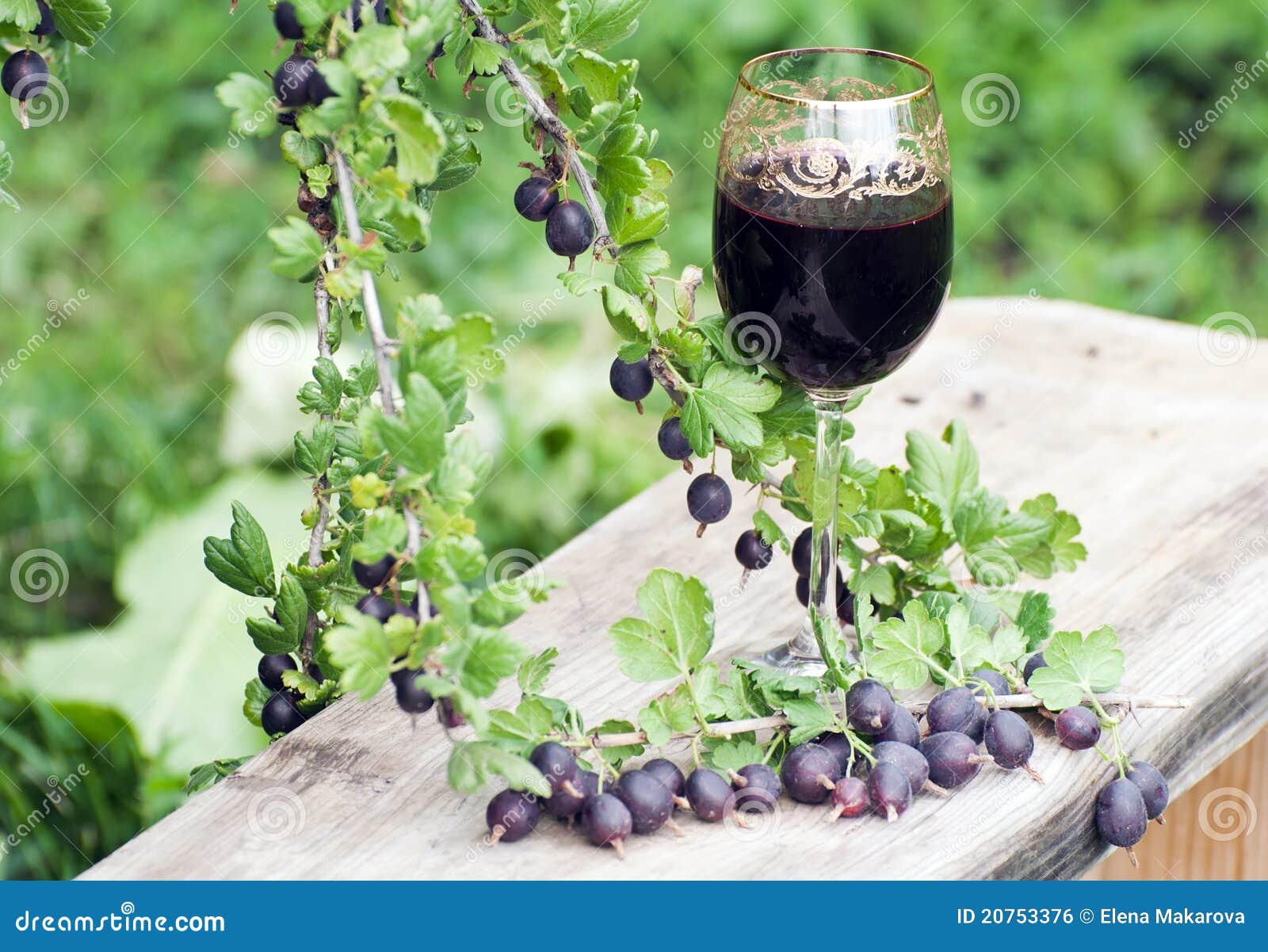 Gooseberry wine stock photo. Image of bush, glass, wood 20753376