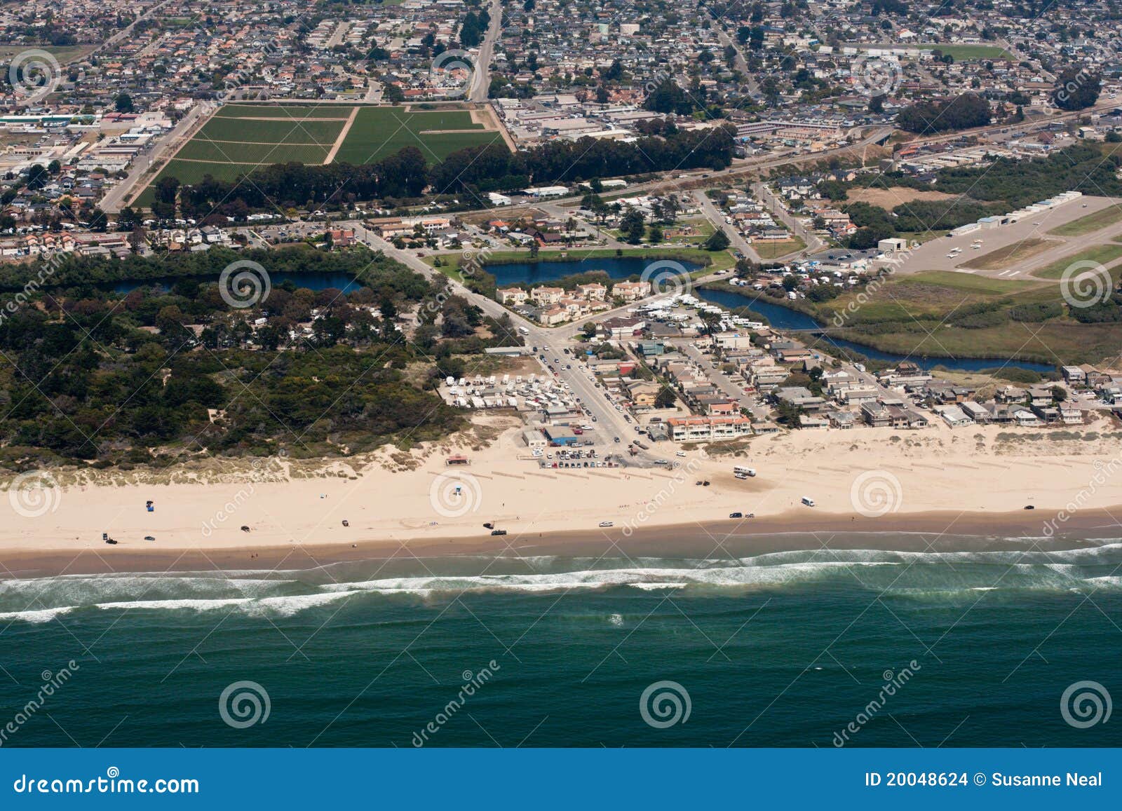 gorgeous aerial view of oceano dunes in california