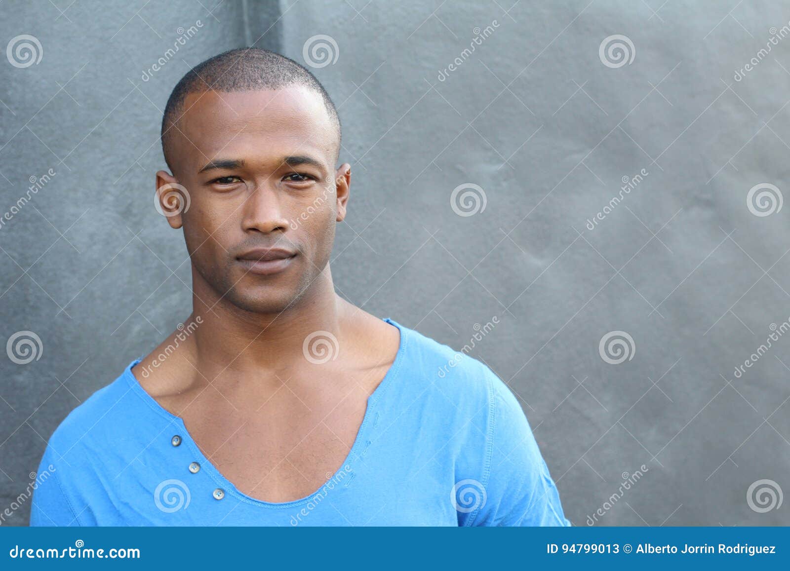 gorgeous african man with a flawless skin with copy space