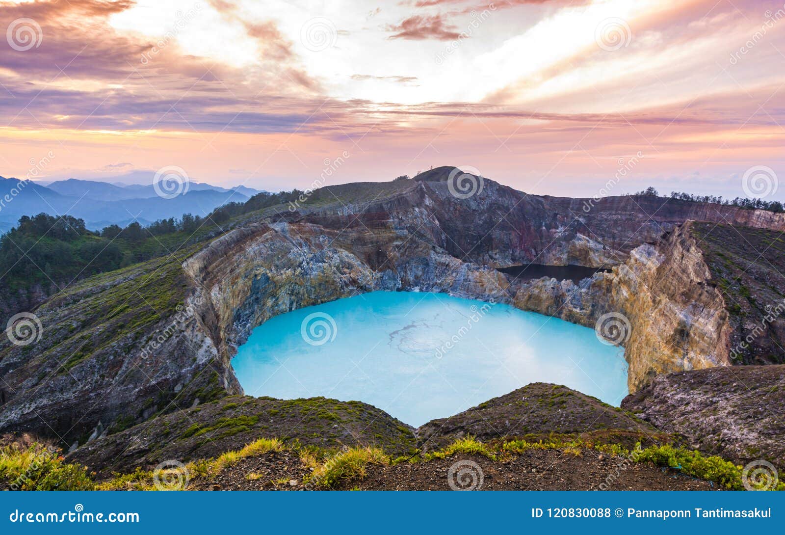 gorgeous beautiful morning view of mount kelimutu