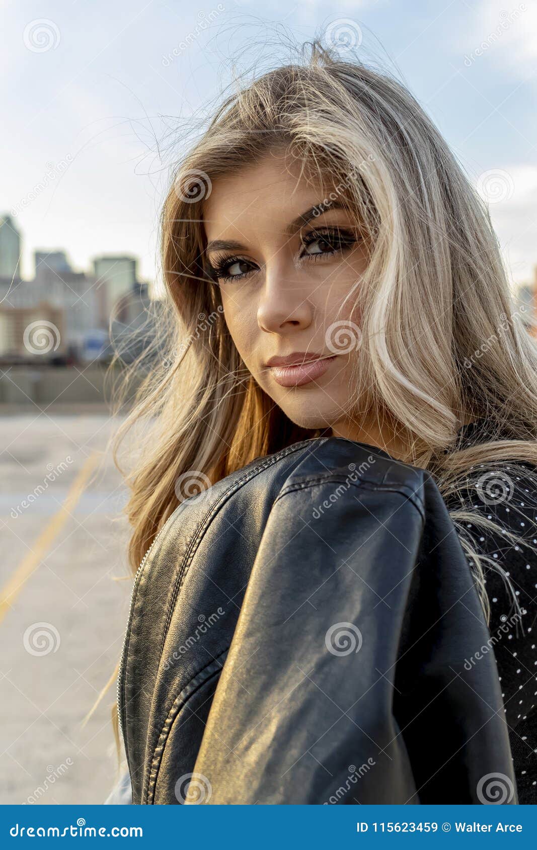 Gorgeous Blonde Hispanic Model Posing Outdoors Stock Image Image