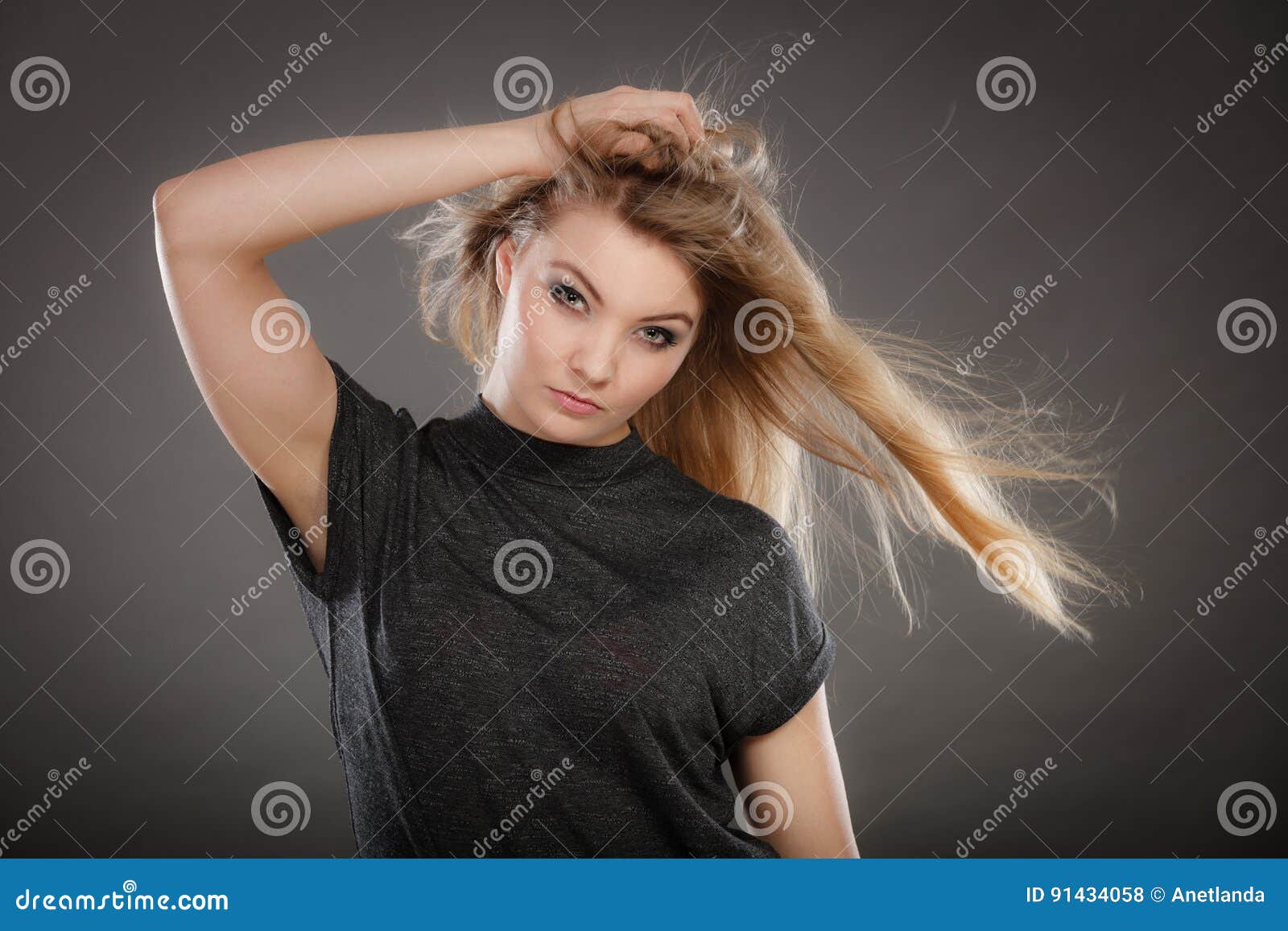 Gorgeous Blonde Woman with Open Waving Hair. Stock Photo - Image of ...