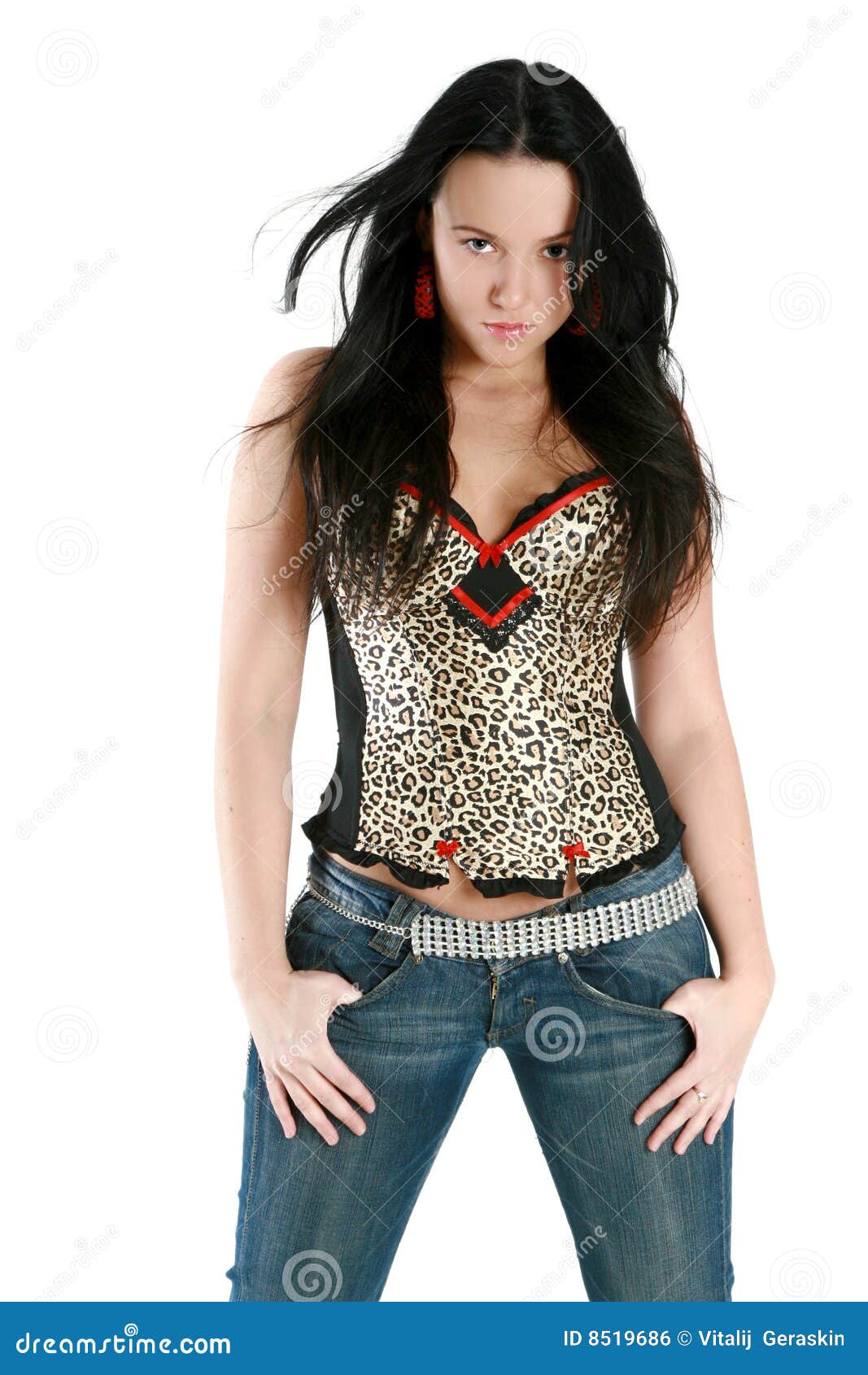 Gorgeous Brunette in Blue Jeans Stock Photo - Image of alone, pretty ...