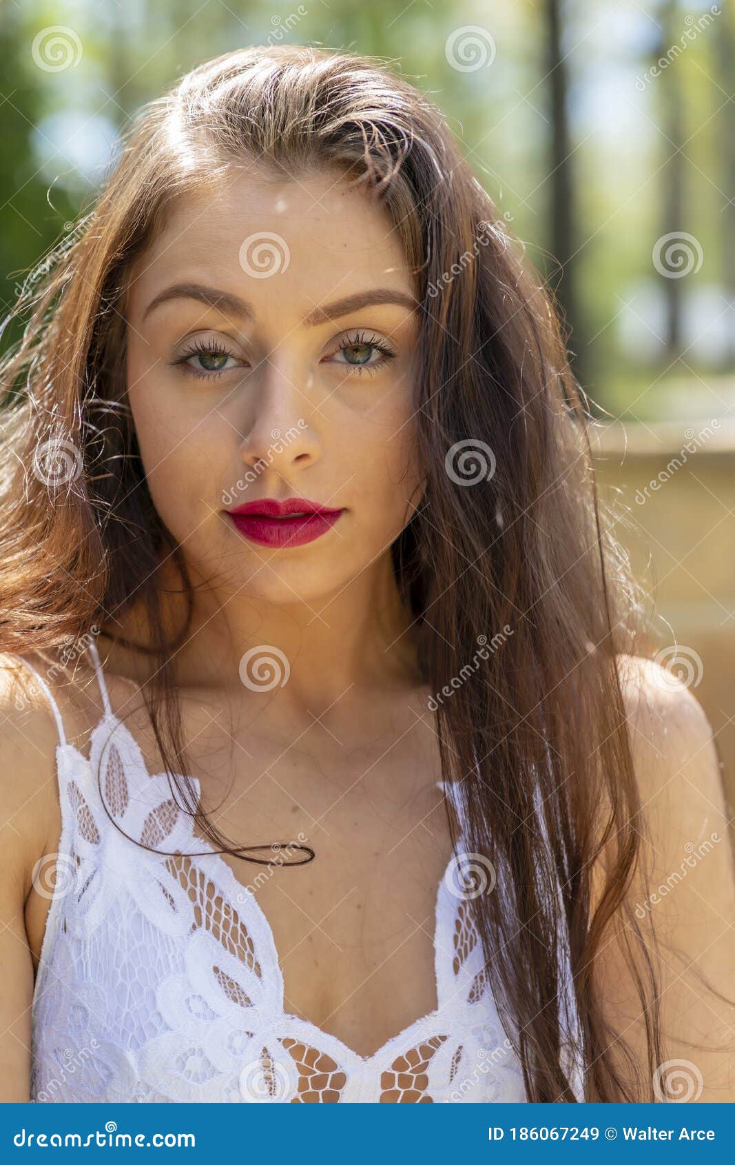 A Lovely Brunette Model Enjoys An Spring Day Outdoors Stock Image Image Of Adult Happiness