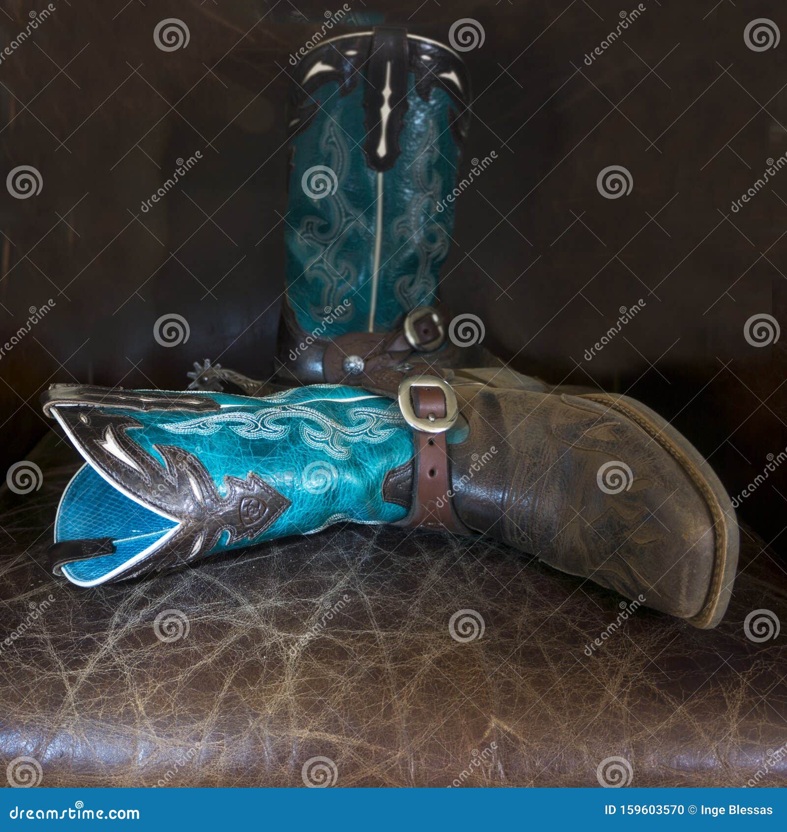 Gorgeous Cowboy Boots on a Leather Chair Stock Photo - Image of leather ...