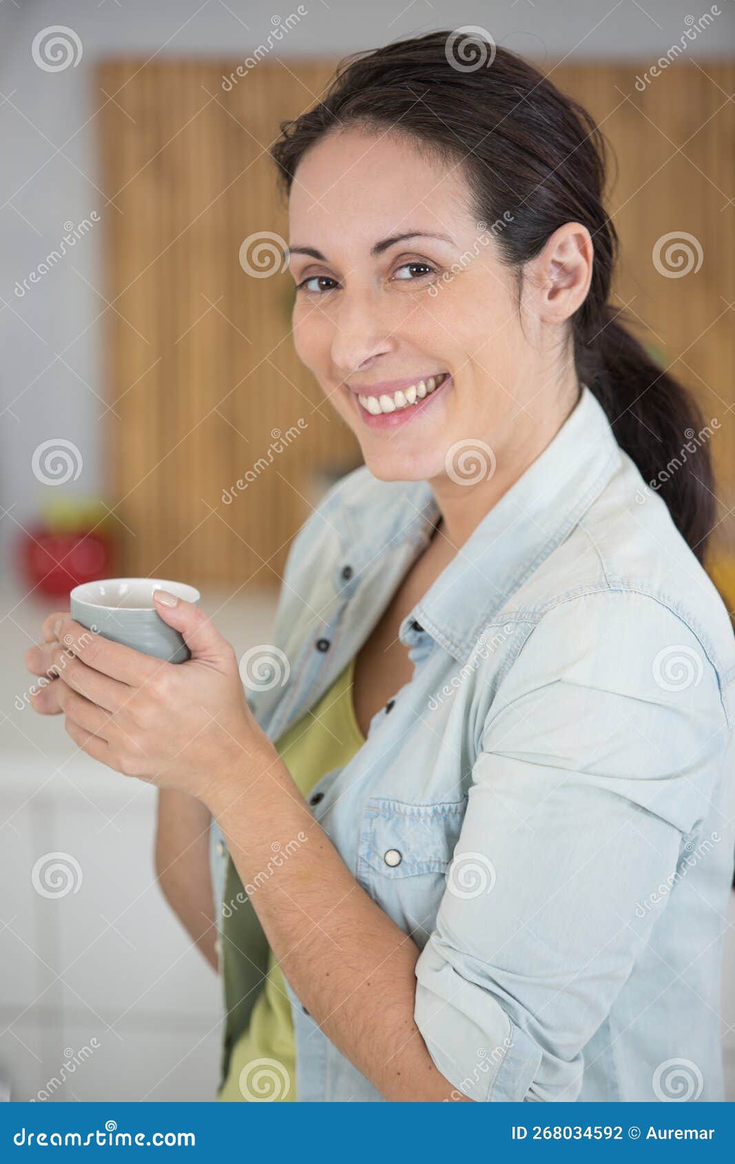 Lady Drinking Coffee Happy Stock Photo Image of enjoyment