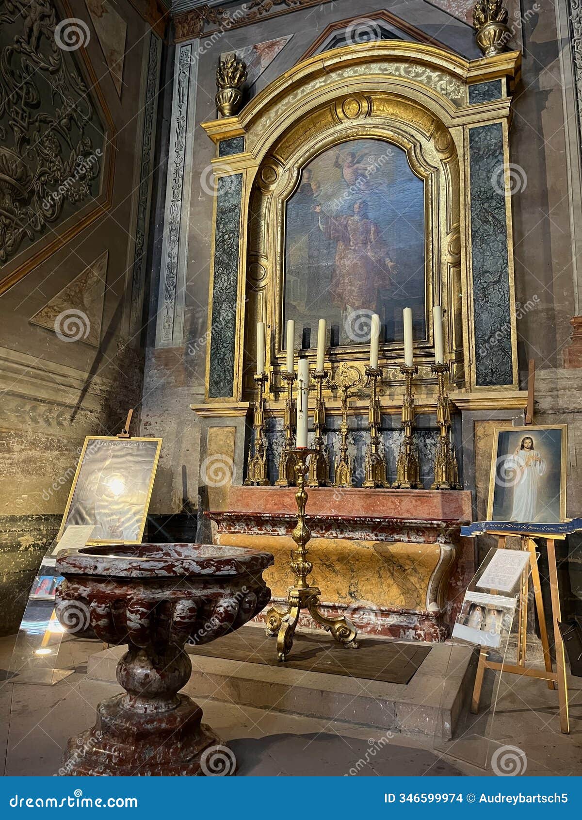 gorgeous painting framed in gold in saint cecile cathedral, albi