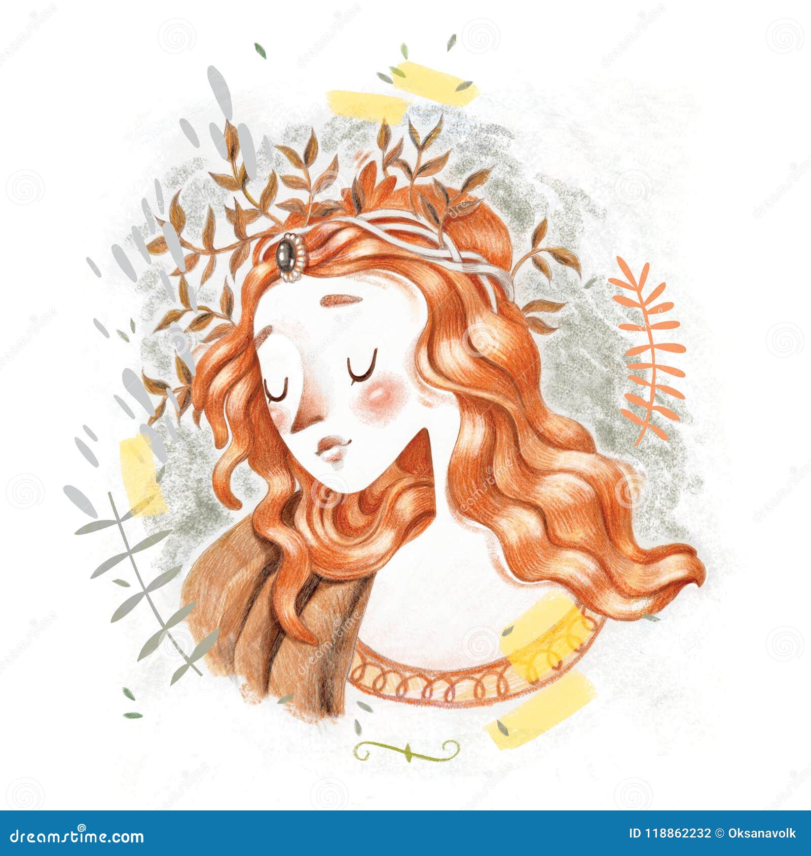 Gorgeous Pretty Renaissance Botticelli Styled Sad Red Head Woman Mermaid  Pencil Hand Drawn Sketch Illustration Portrait Stock Illustration -  Illustration of beautiful, eyes: 118862232