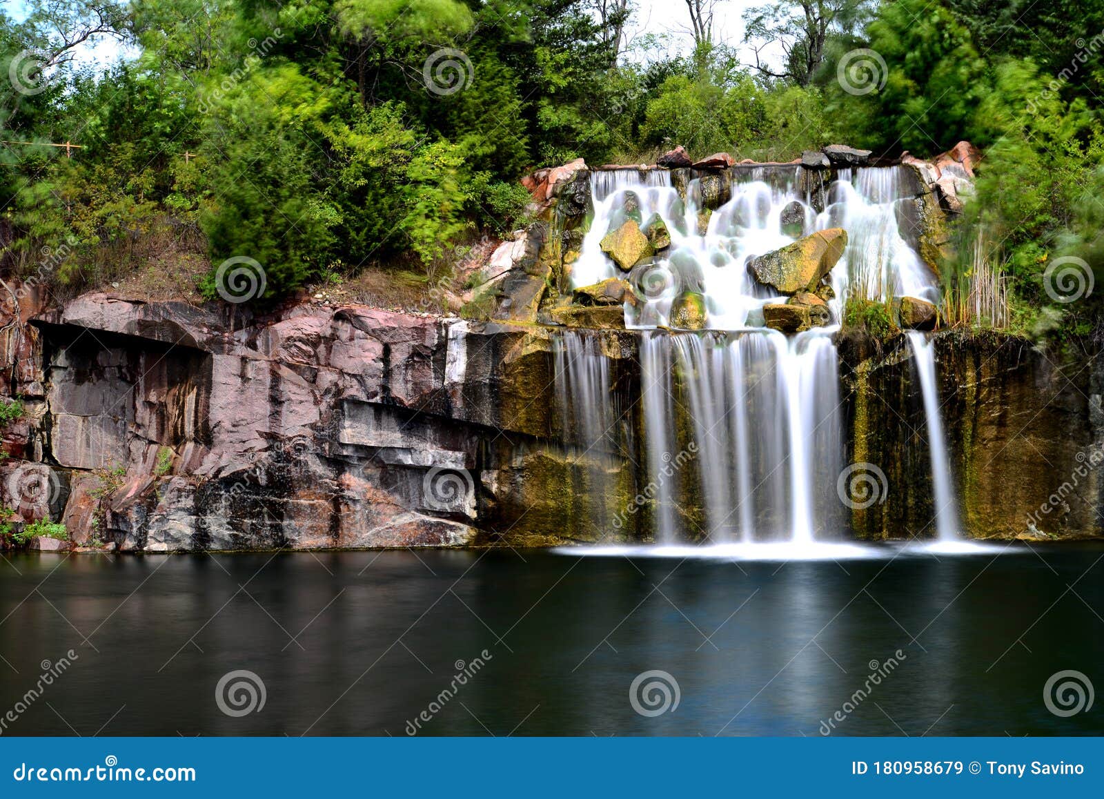 Close View of Cascading Waterfalls at Montello Wisconsin Stock Image - Image of natural, foliage 