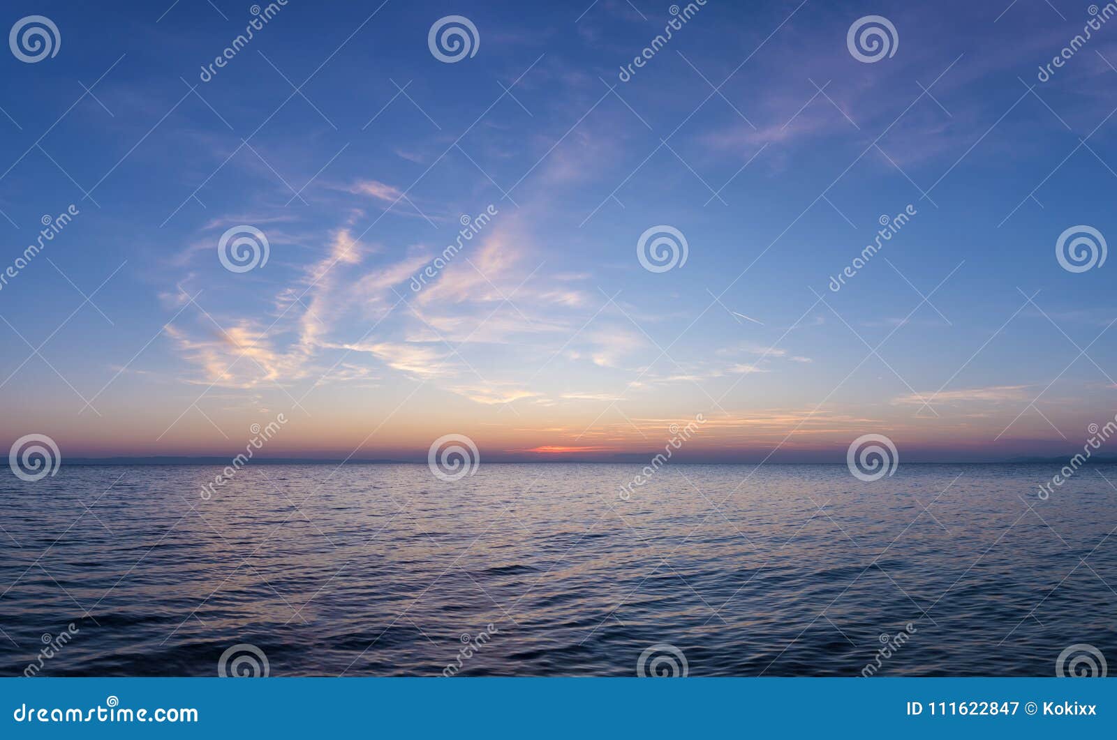 gorgeous sea and sky colors in the dusk, sithonia, chalkidiki, greece