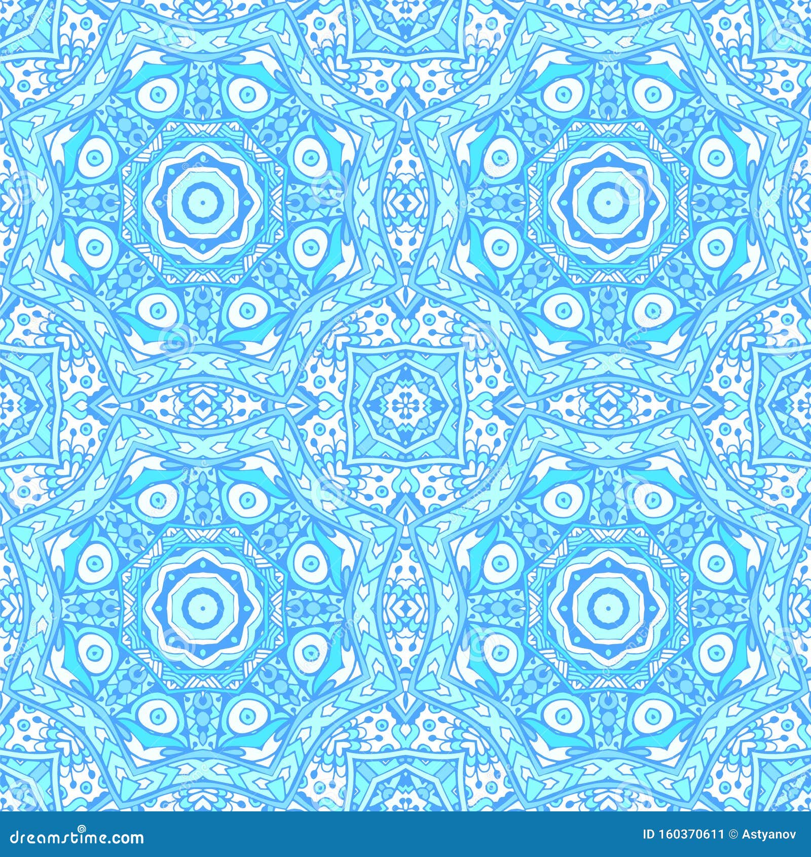 Seamless Arabesque Pattern From Blue And White Oriental Tiles, Ornaments Stock