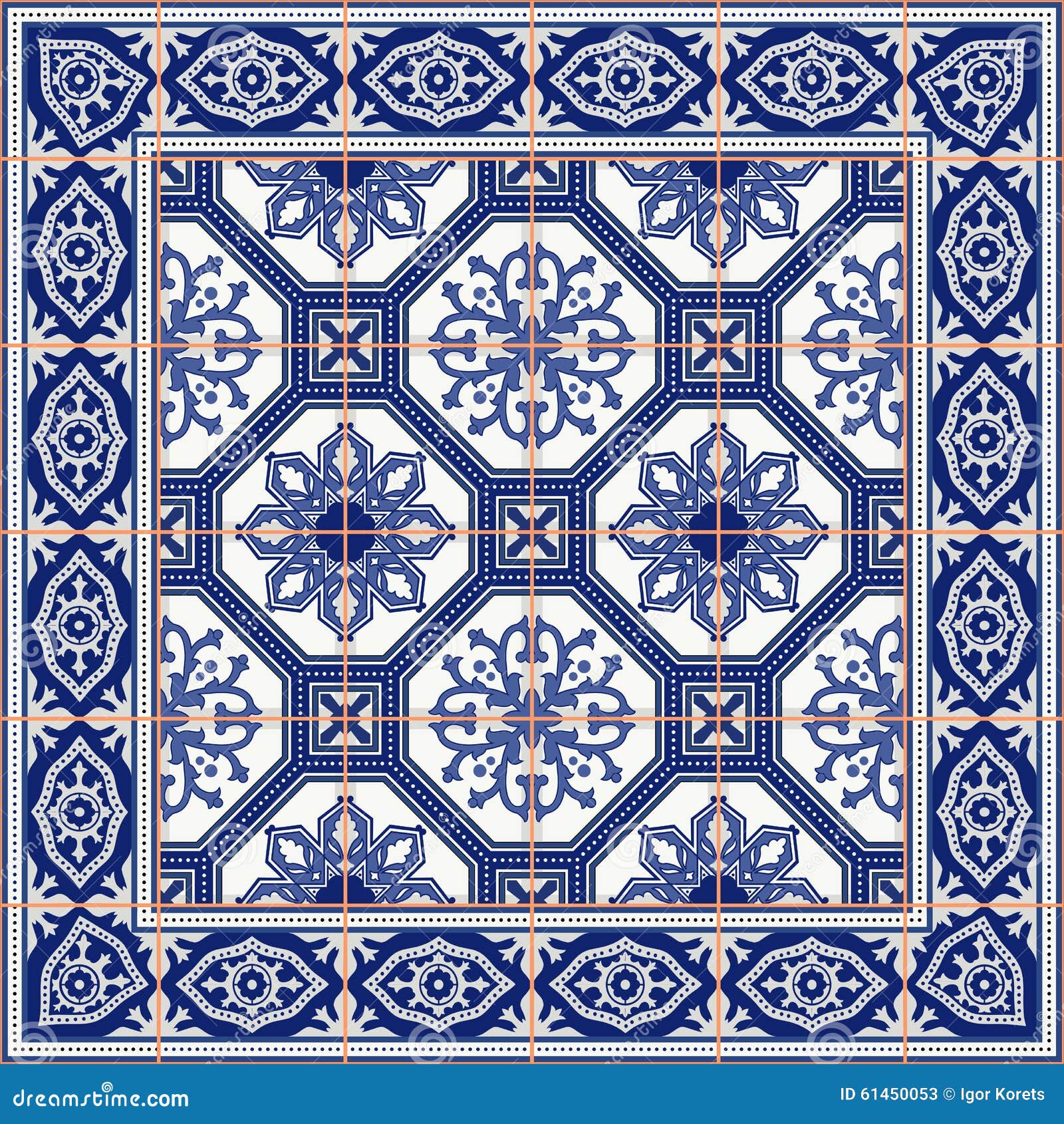 gorgeous seamless pattern from tiles and border. moroccan, portuguese, azulejo ornaments.