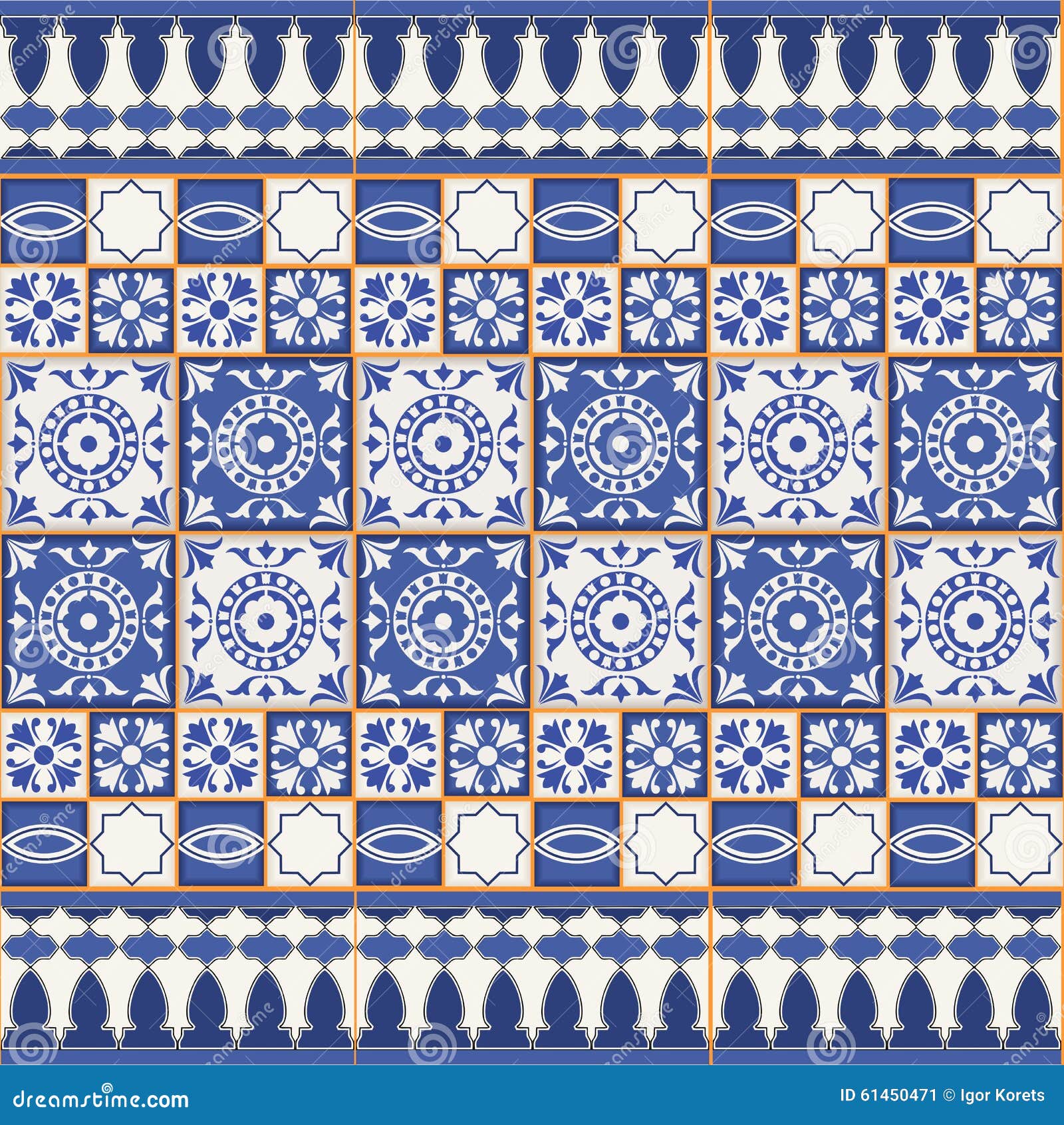 gorgeous seamless pattern from tiles and border. moroccan, portuguese, azulejo ornaments.