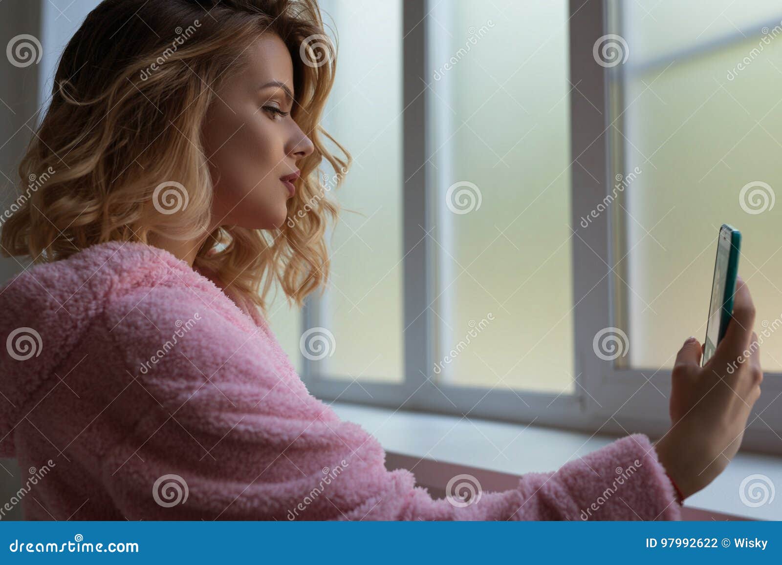 Gorgeous Blonde Making Selfie Near Window Stock Photo Image Of Pretty