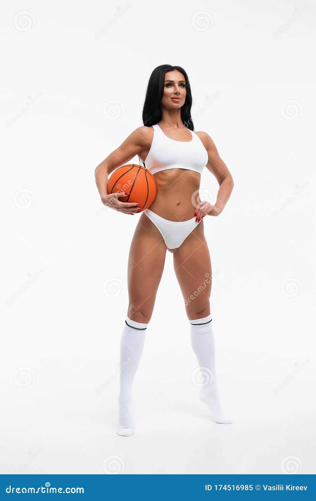 Gorgeous Sportswoman in Underwear with Basketball Stock Image - Image of  body, cool: 174516985