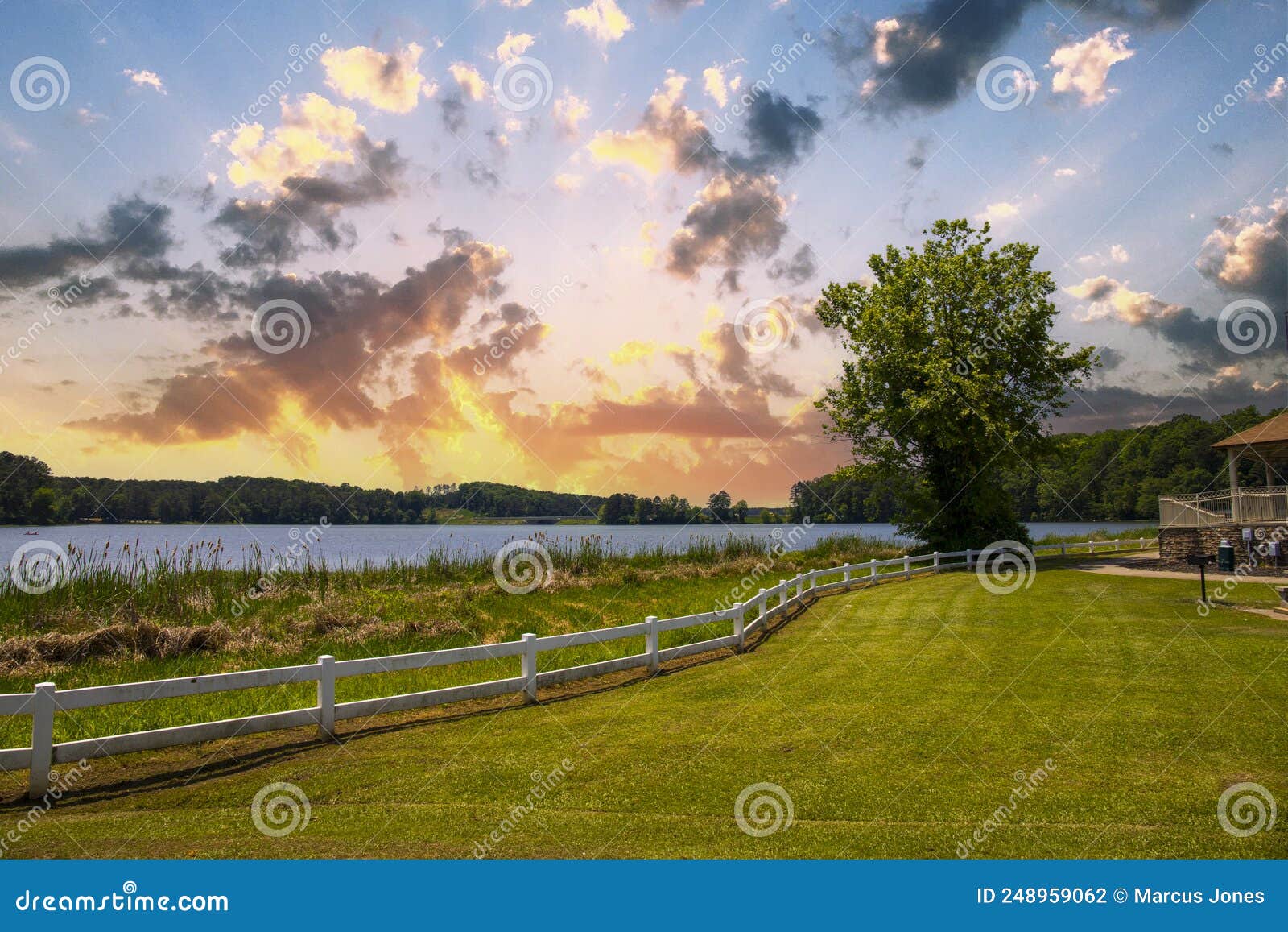 A Gorgeous Summer Landscape At Lake Acworth With Rippling Blue Lake