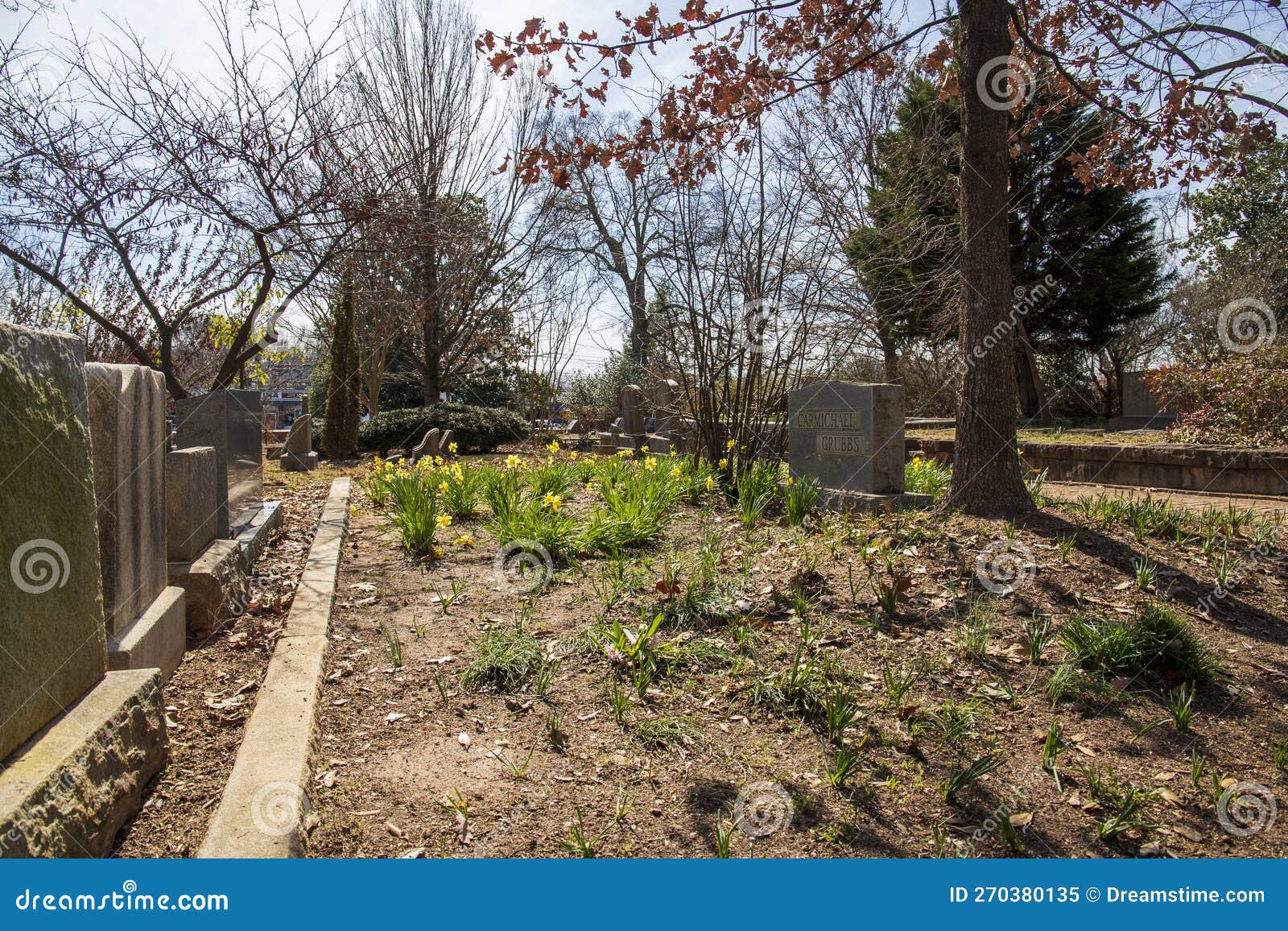 A Winter Landscape in the Graveyard with Headstones, Graves