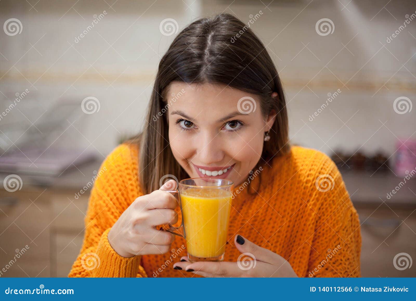 Woman Drinking Orange Juice Stock Photo Image of lifestyle