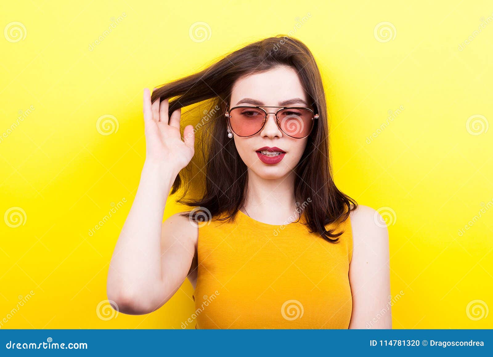 Gorgeous Woman Wearing Sunglasses Laughing Stock Photo - Image of model ...