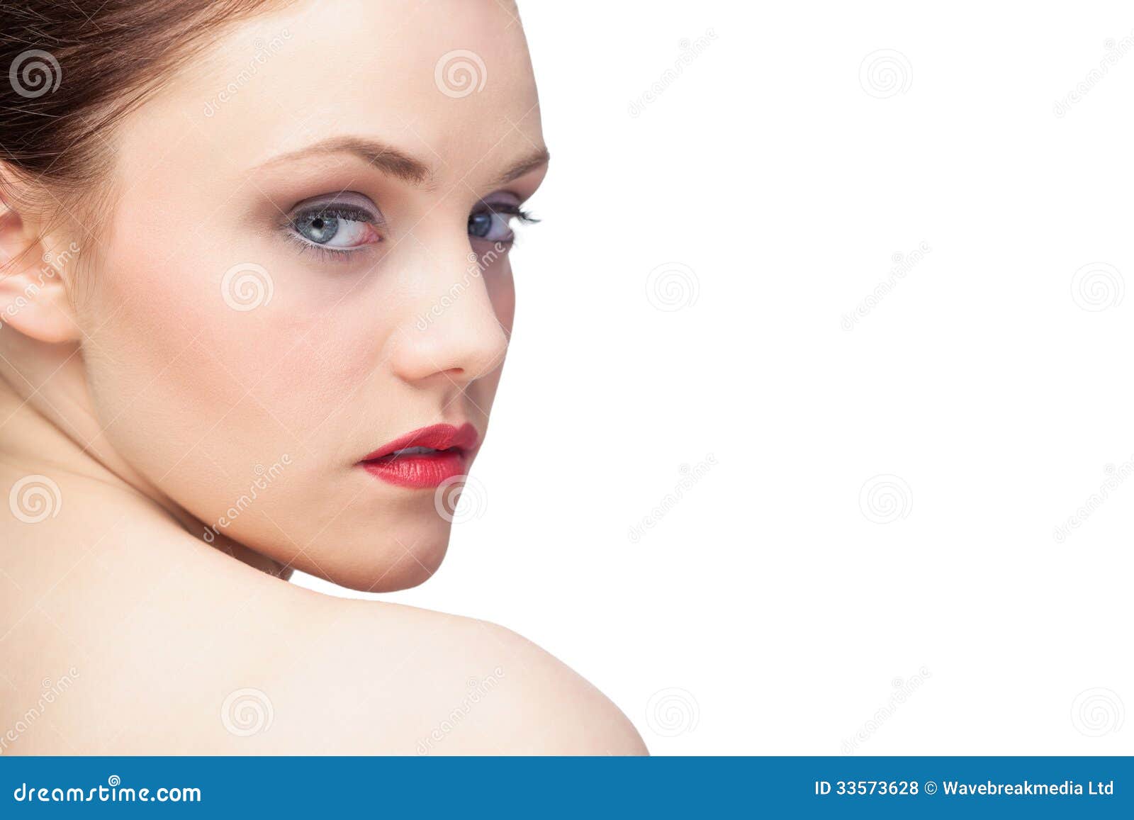 Smiling Young Woman With Bare Shoulders Stock Photo 