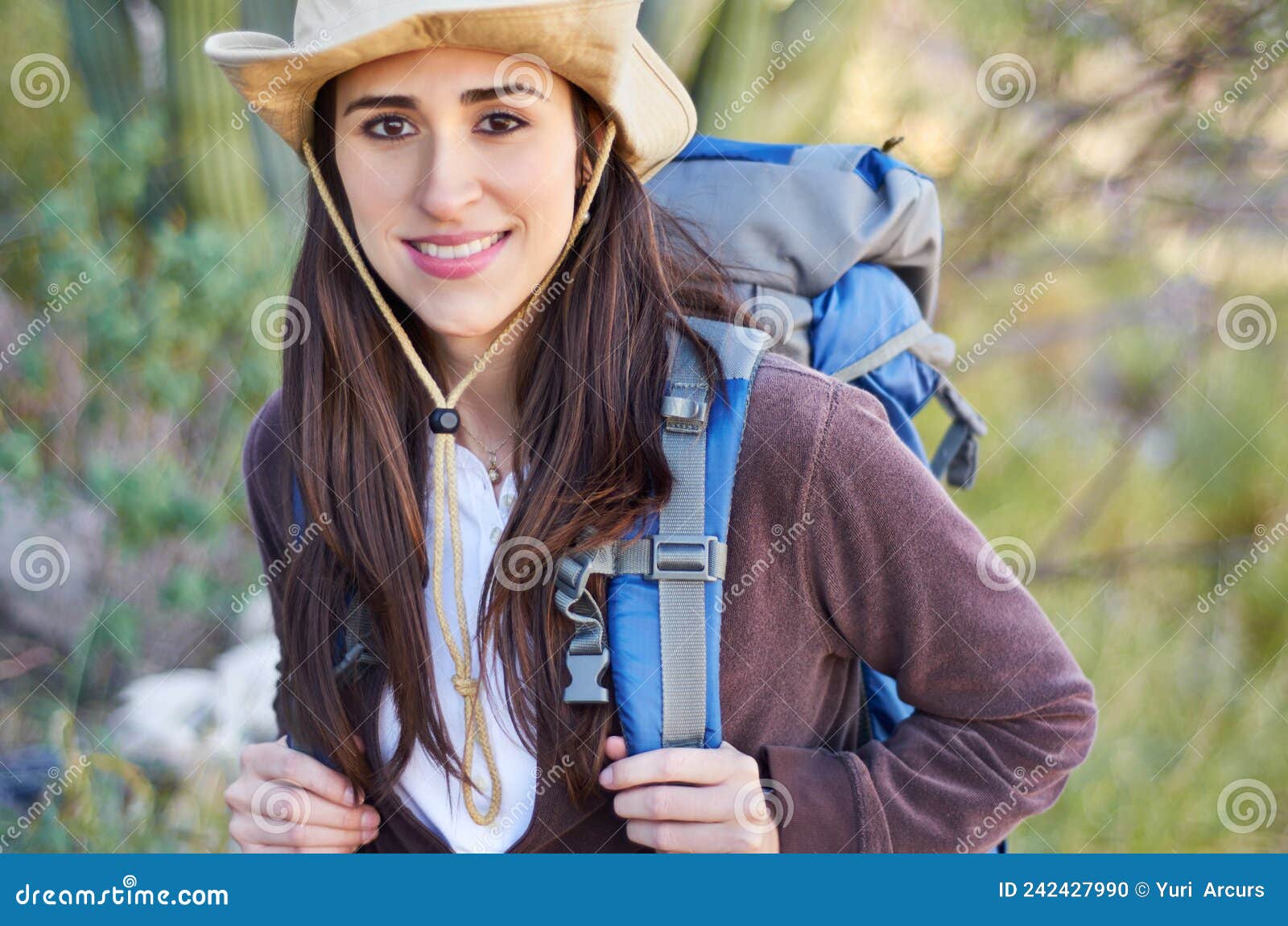 Fresh Air at Its Best. a Gorgeous Young Woman Hiking with Her Backpack ...