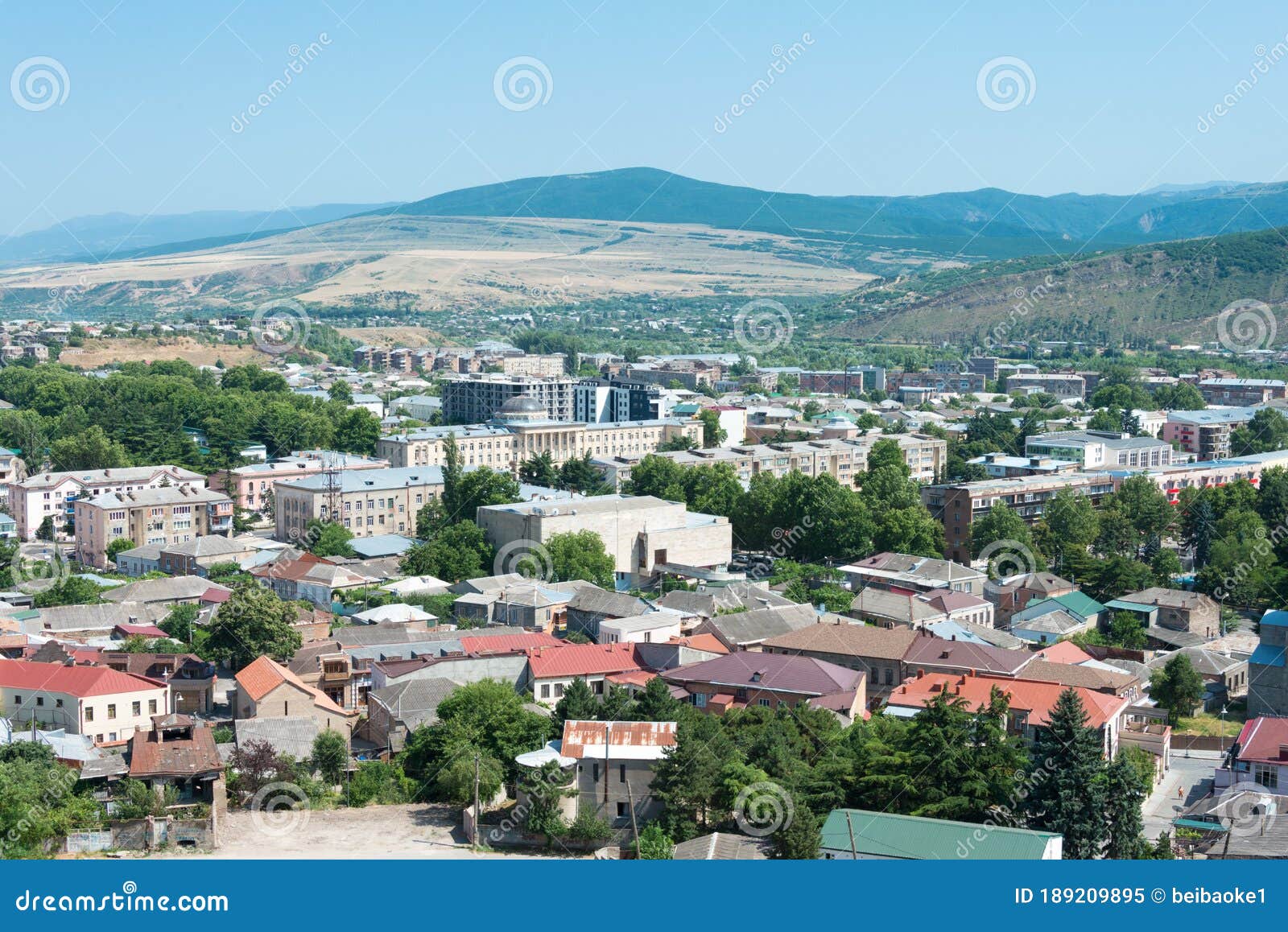 gori city view from ruins of gori fortress in gori, shida kartli, georgia