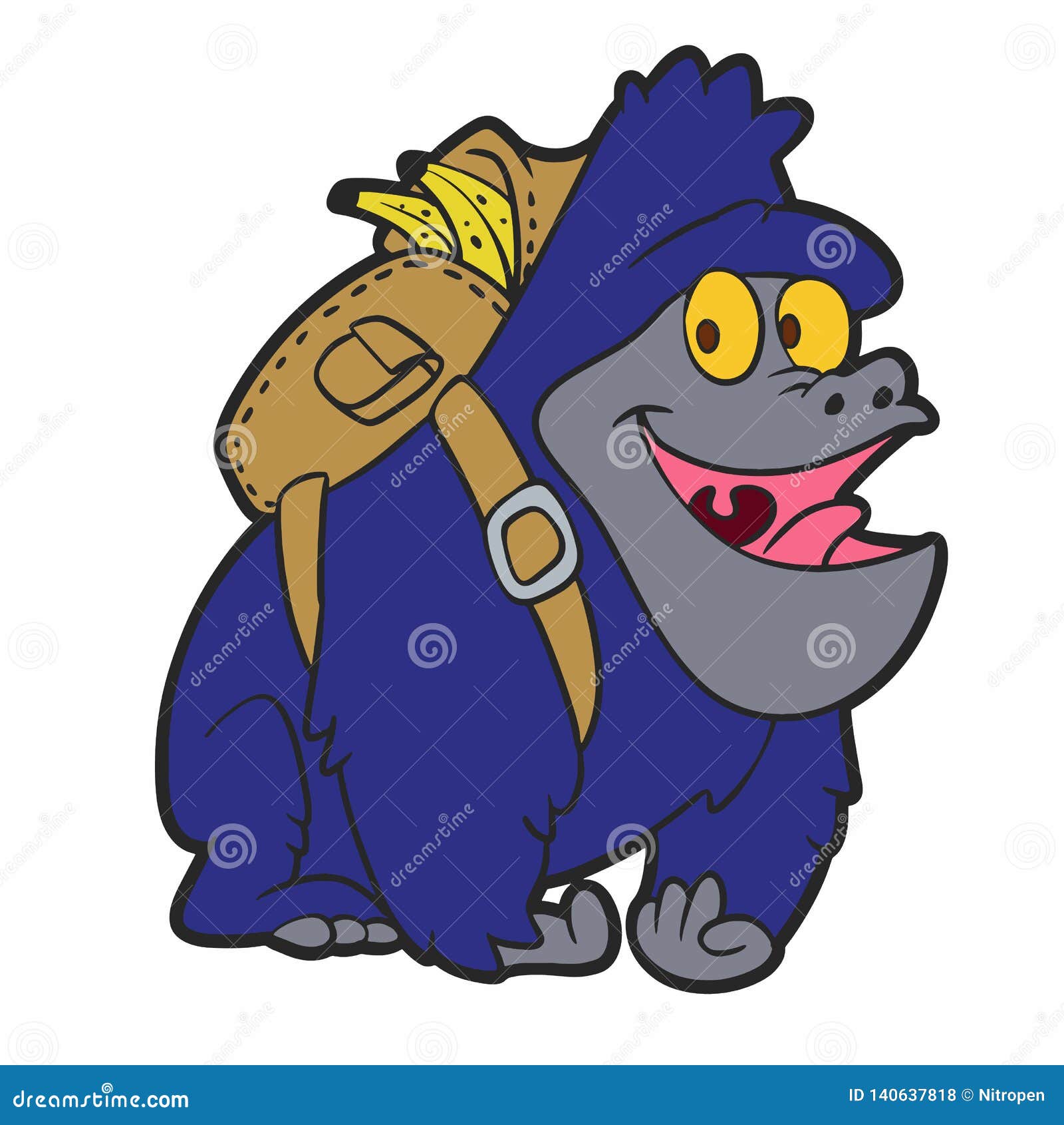 Gorila Mochila Y El Ilustración del Vector - Ilustración de chimpancé, animal: 140637818