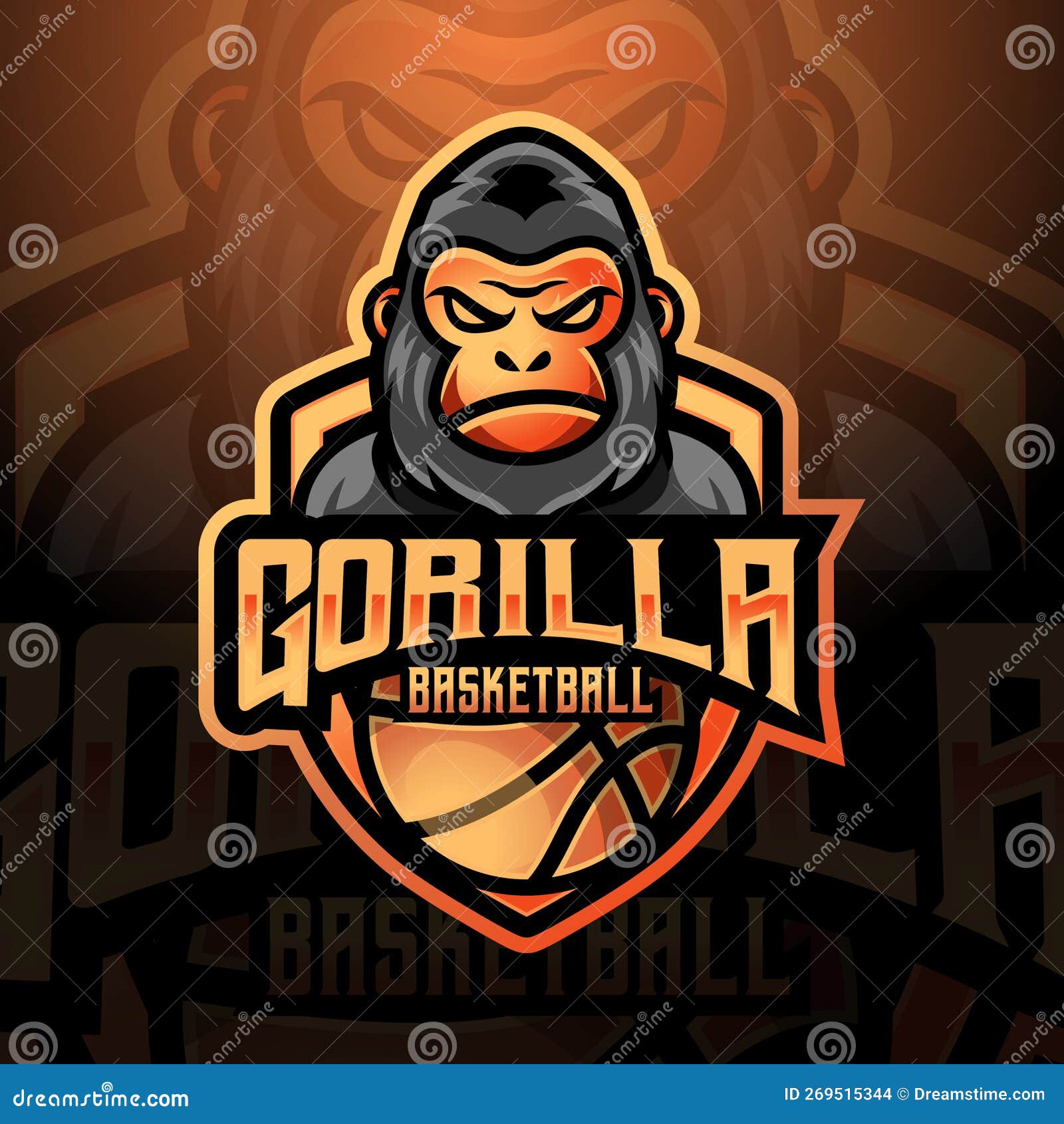 Gorilla Basketball Club Emblem Vector Illustration | CartoonDealer.com