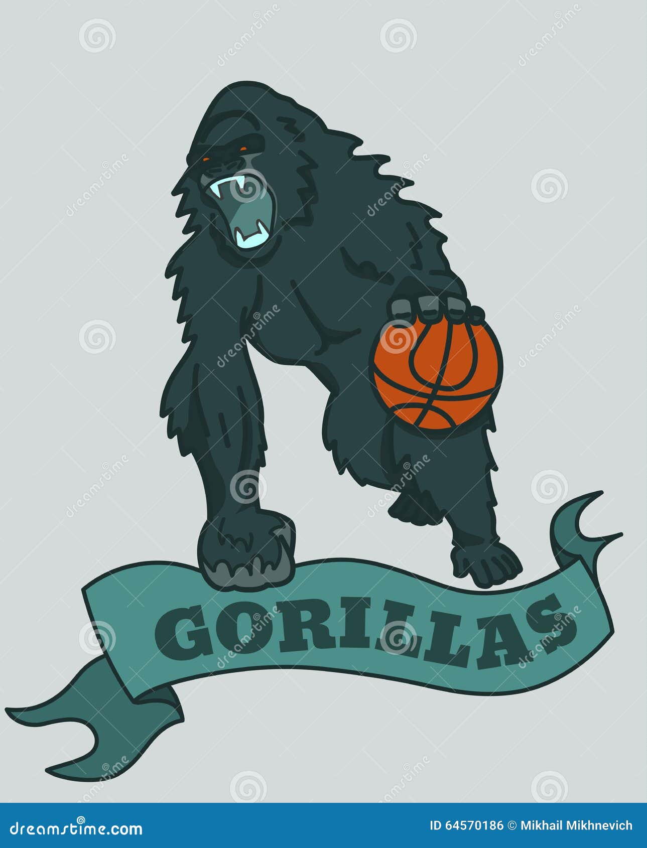 Gorilla Basketball Club Emblem Vector Illustration | CartoonDealer.com