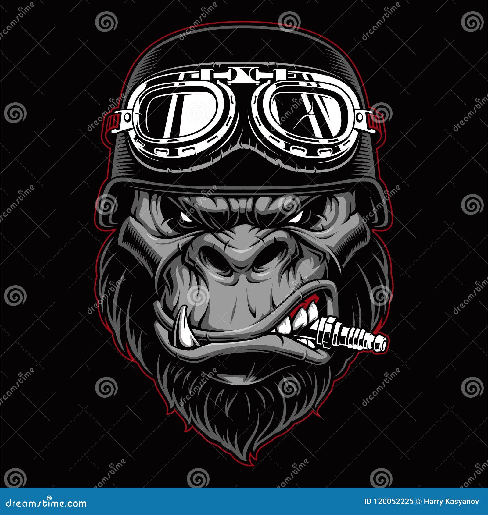 gorilla biker mascot.