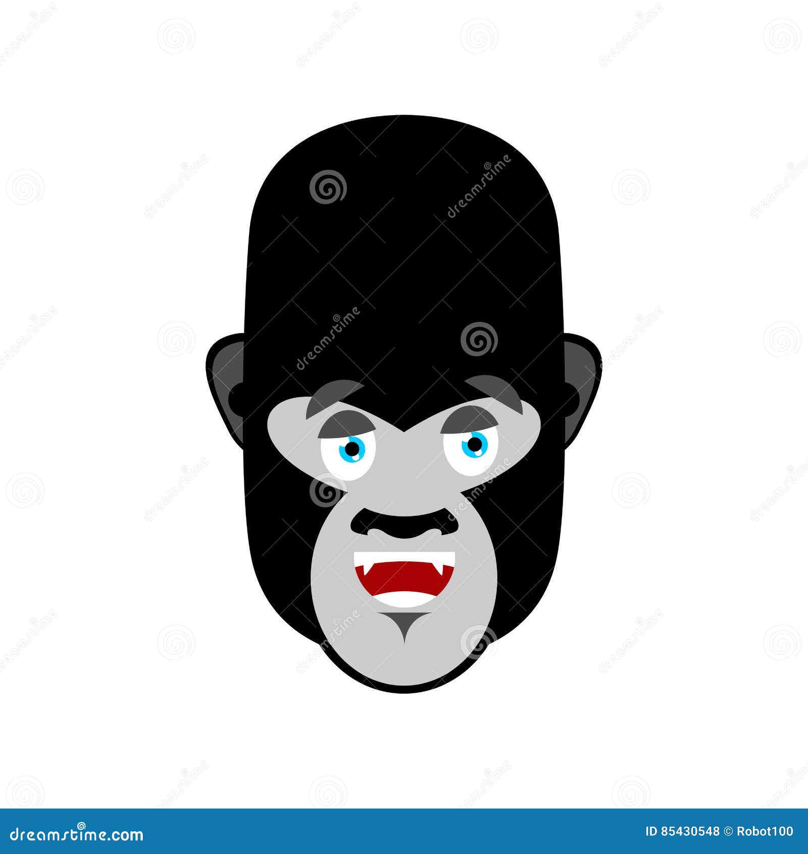 Gorilla Happy Emoji. Monkey Merry Emotion Isolated Stock Vector