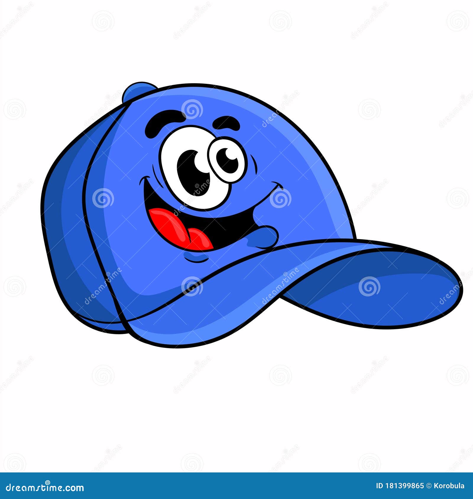 Gorra Azul De Dibujos Animados Divertidos . El Diseño Del Carácter.  Ilustración Vectorial Ilustración del Vector - Ilustración de casquillo,  alegre: 181399865