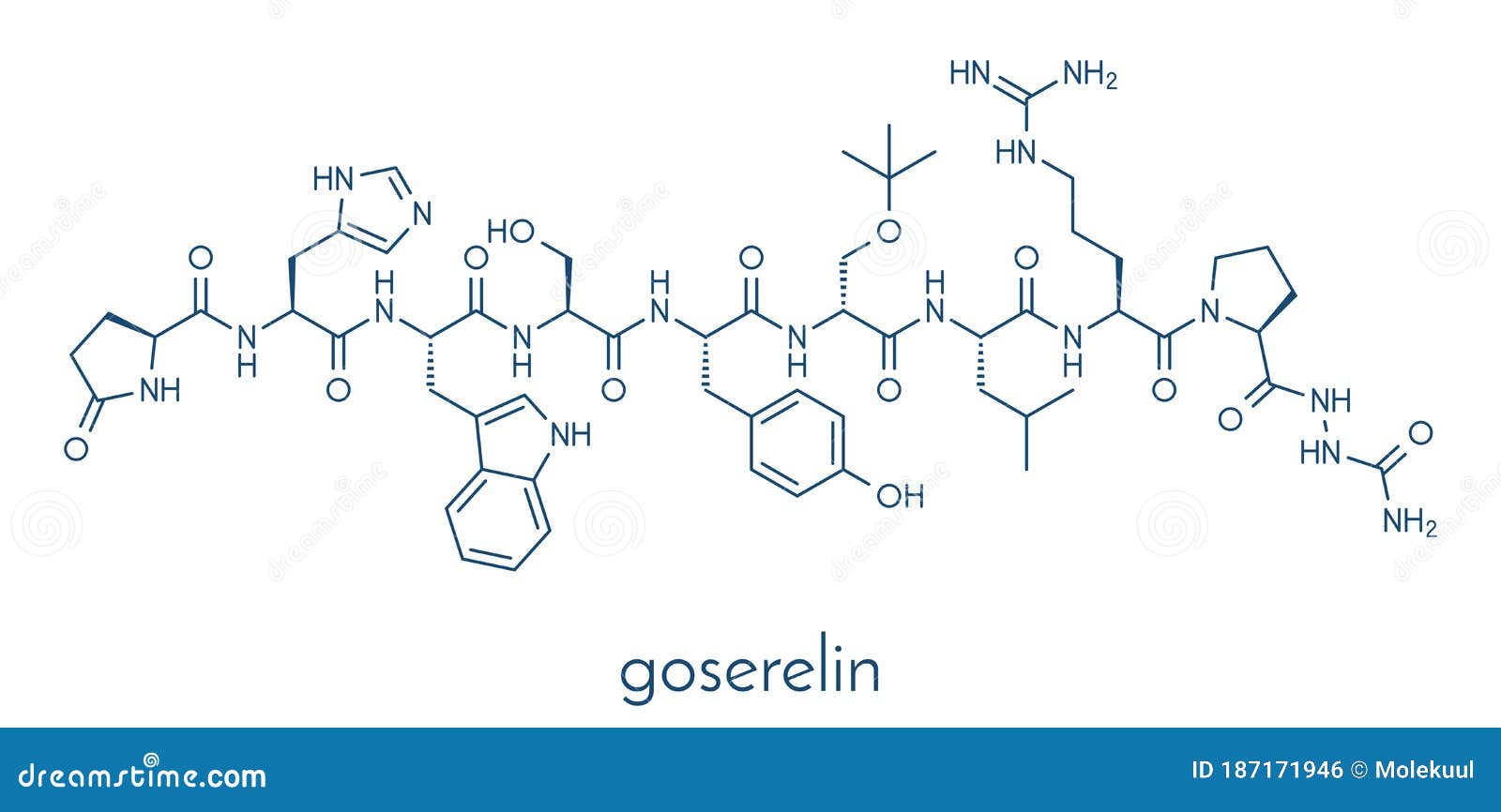 goserelin breast and prostate cancer drug molecule. skeletal formula.