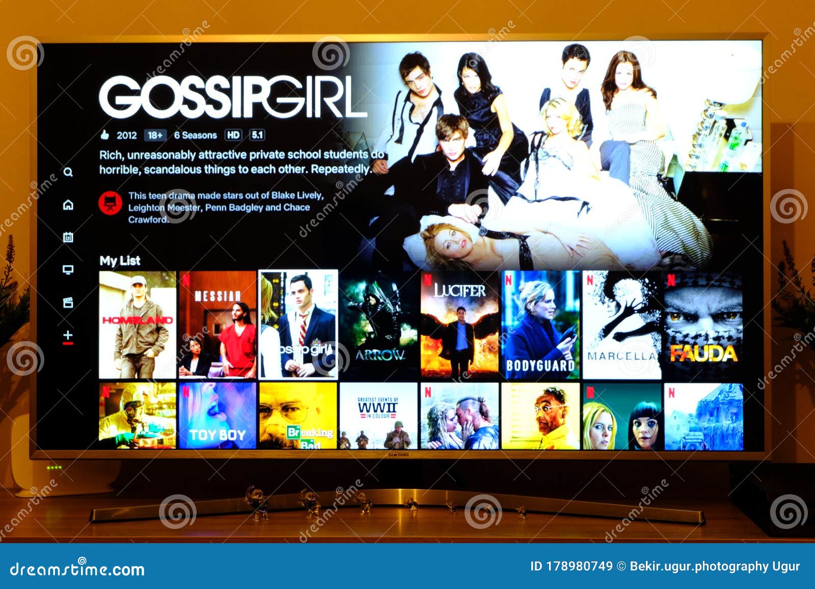 Gossip Girl - Netflix Television Screen with Popular Series Choice. Movies  Editorial Stock Image - Image of advertising, business: 178980749