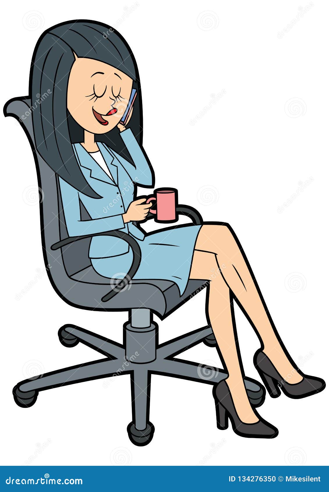 Gossip office girl stock vector. Illustration of color - 134276350