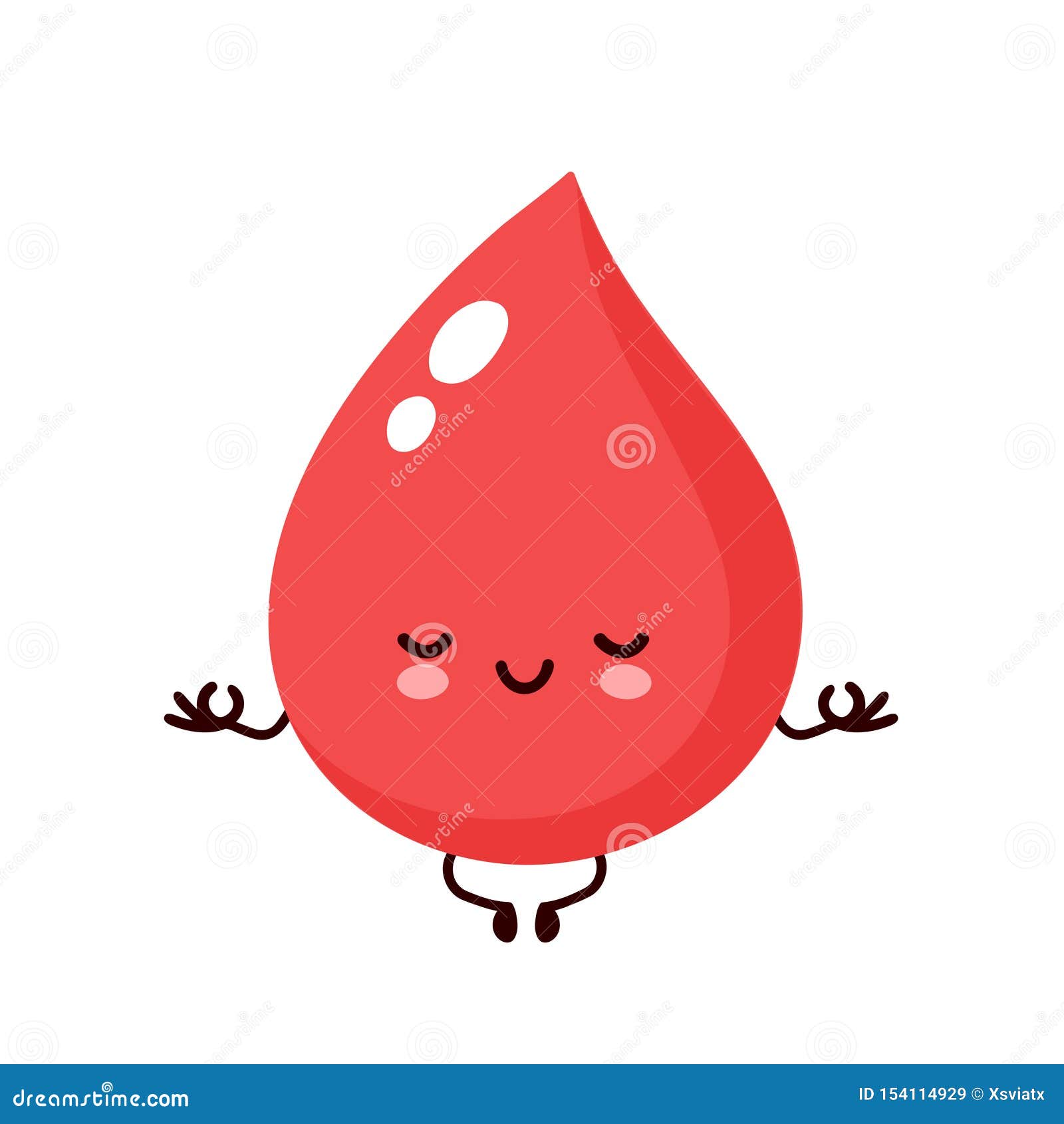 La gota de sangre sonriente feliz linda medita el carácter Diseño plano de moda moderno del icono del ejemplo de la historieta del estilo del vector Aislado en el fondo blanco Concepto del carácter de la gota de sangre