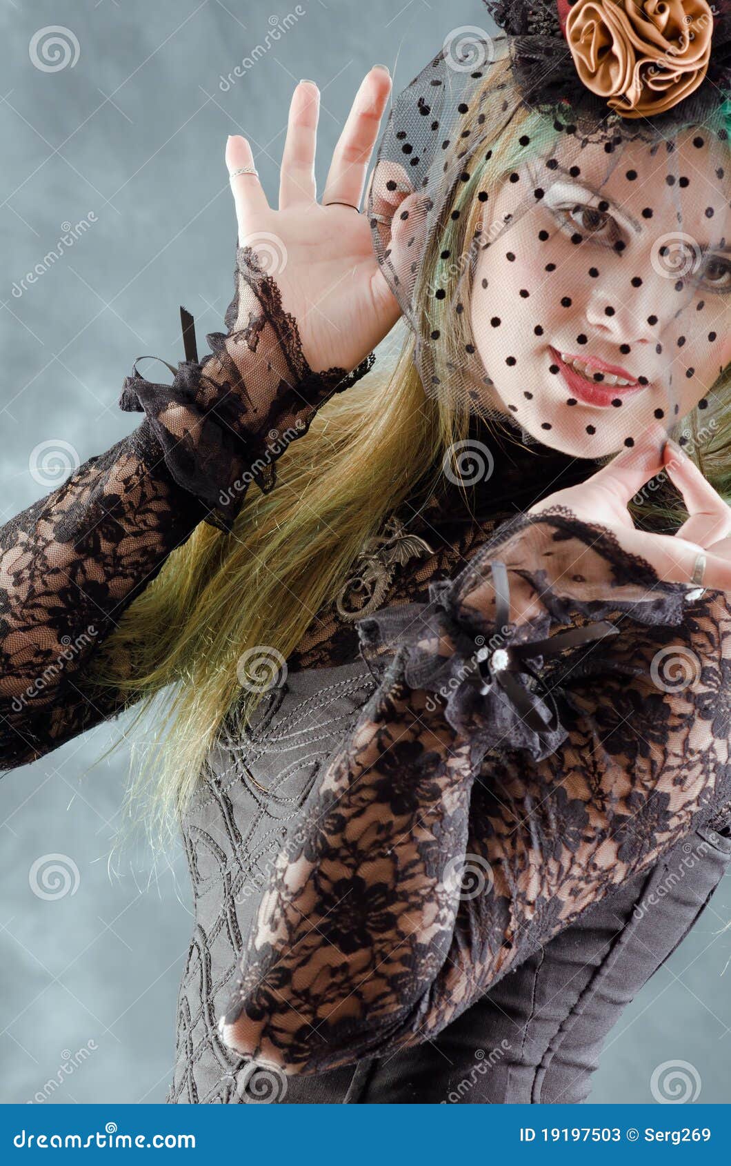 Goth Girl Charms through Veil Stock Image Image of blond, fingers