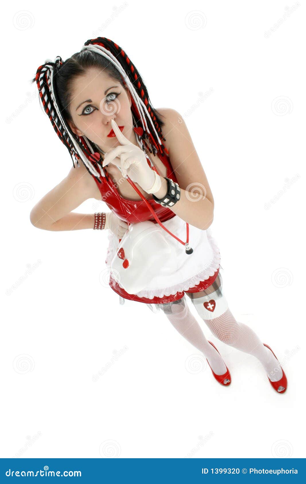 sign finger p photo. Nurse white, Goth of women gloves, Image stock